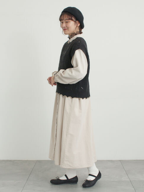 Samansa Mos2「クロシェ風配色ニットベスト」|ダウンベスト・ベスト|