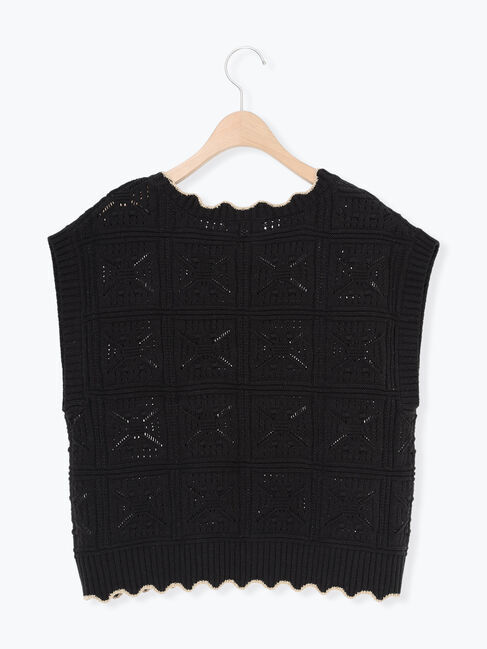 Samansa Mos2「クロシェ風配色ニットベスト」|ダウンベスト・ベスト|