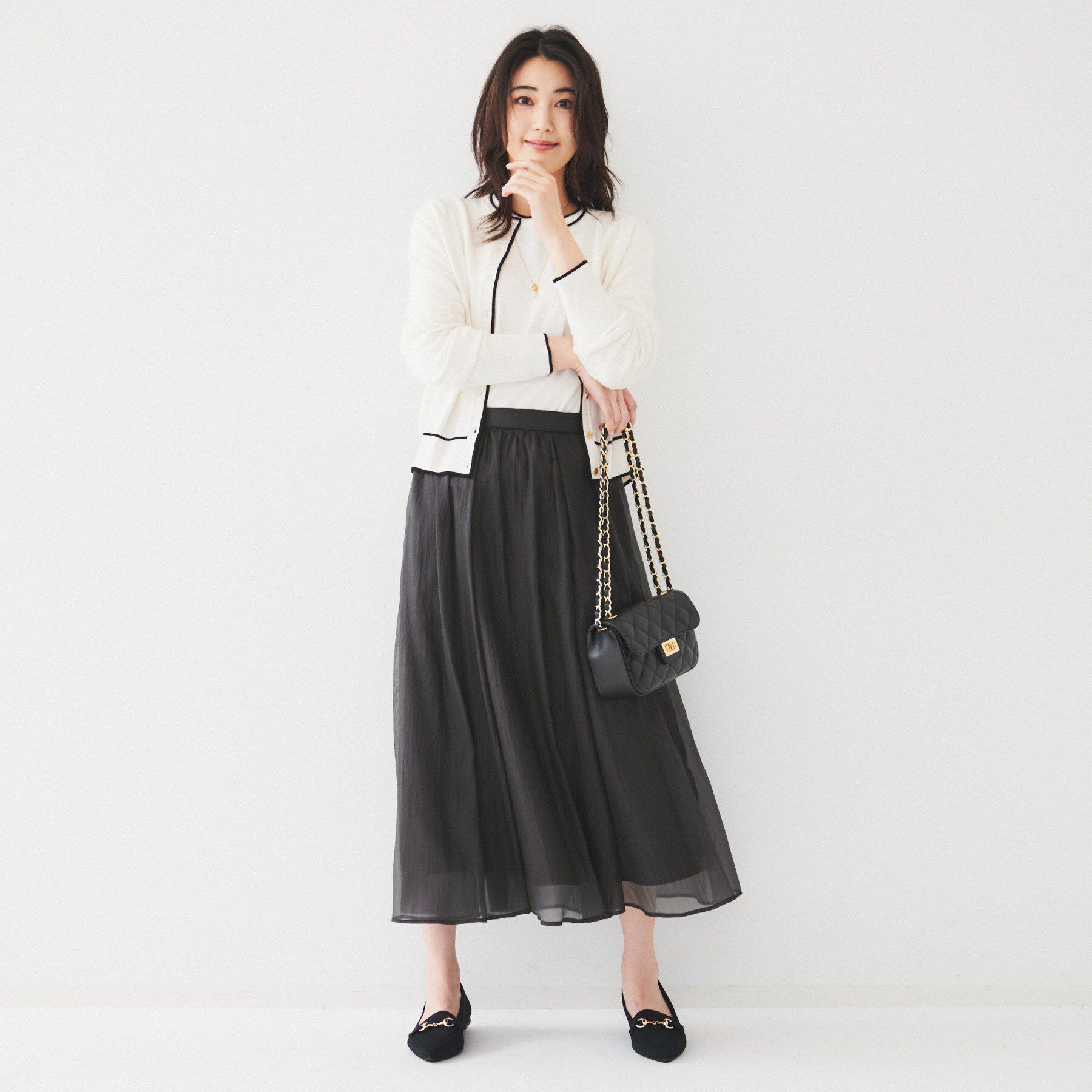 UNTITLED「【後ろウエストゴム/洗える】シアーローンロングスカート」|スカート|