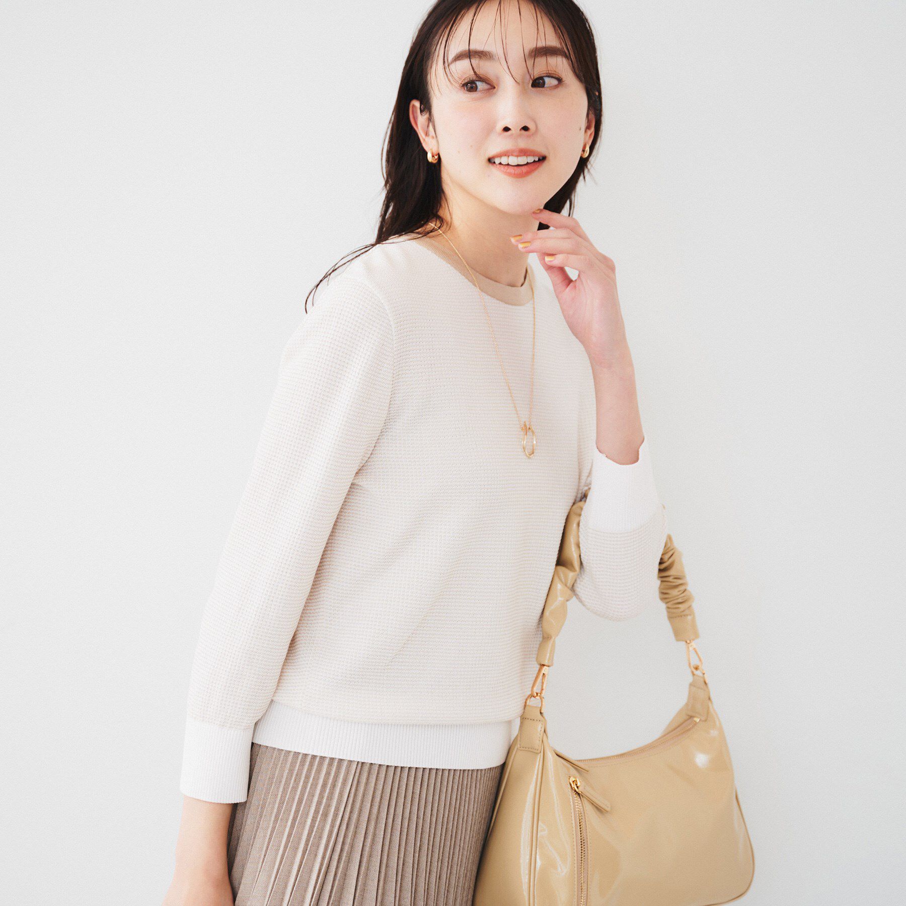 UNTITLED「【配色カラー/アンサンブル可能】きれいめ七分袖ニット」|ニット・セーター|