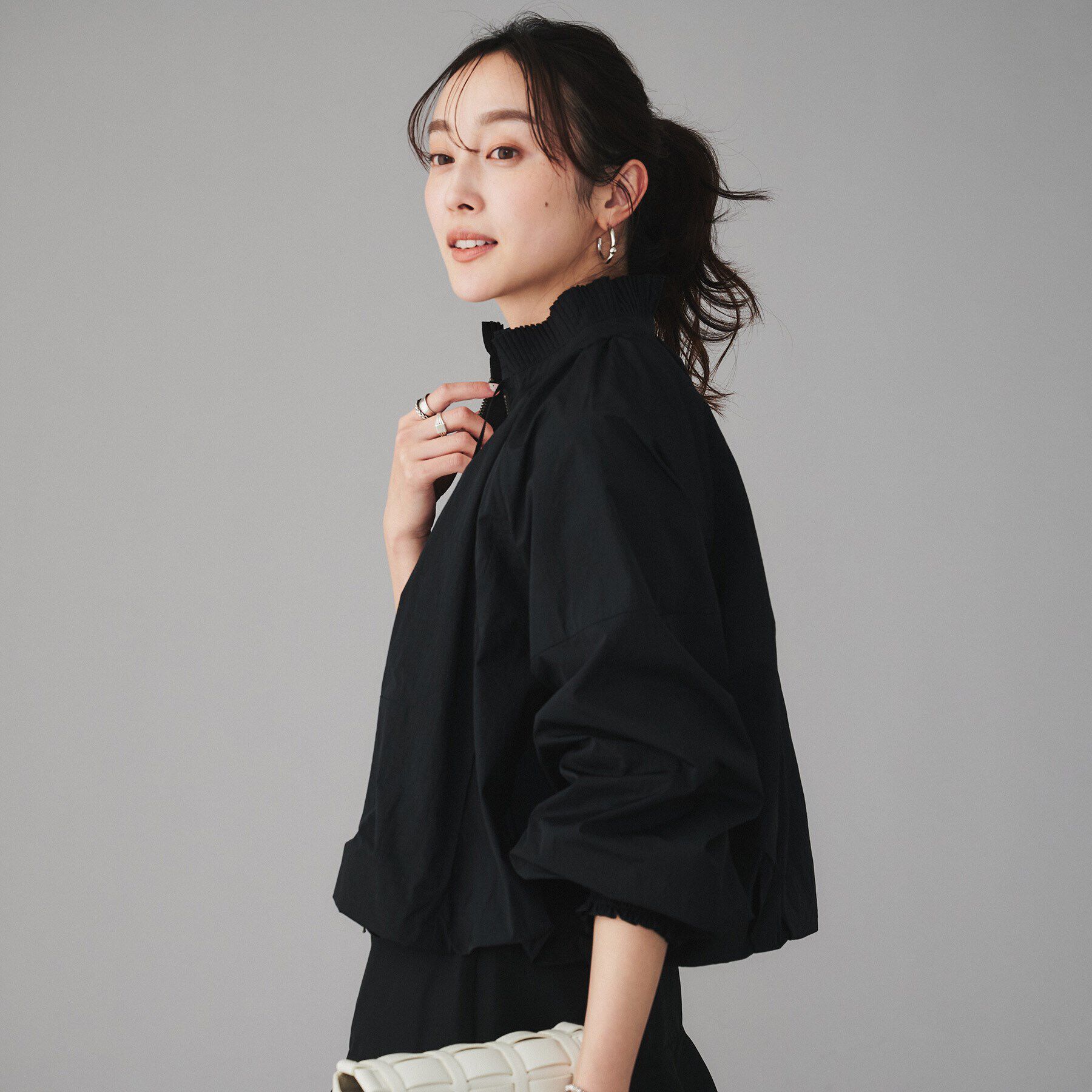 UNTITLED「【MARILYN MOON】プリーツナイロンシアーバルーンブルゾン」|ブルゾン・スタジャン|