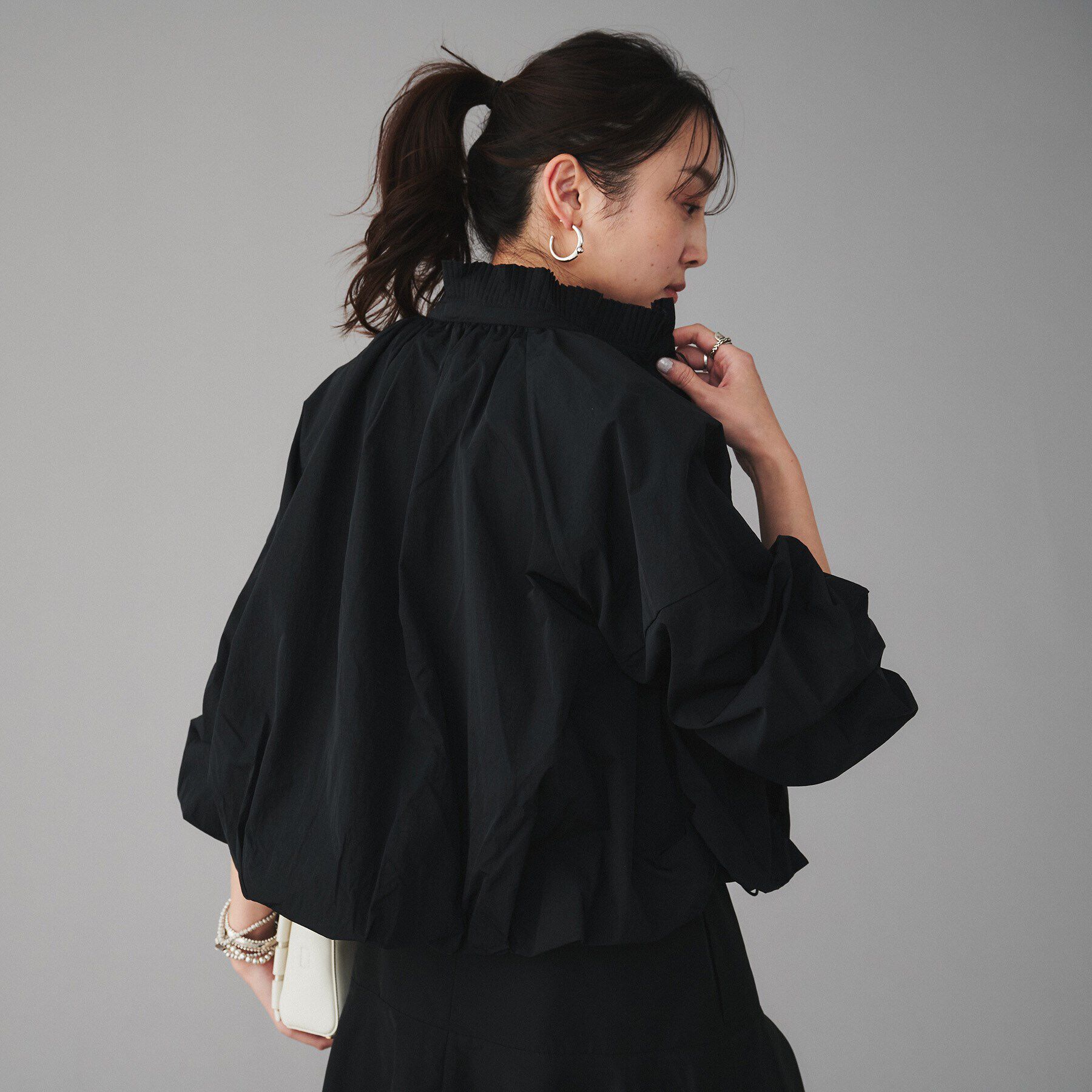 UNTITLED「【MARILYN MOON】プリーツナイロンシアーバルーンブルゾン」|ブルゾン・スタジャン|