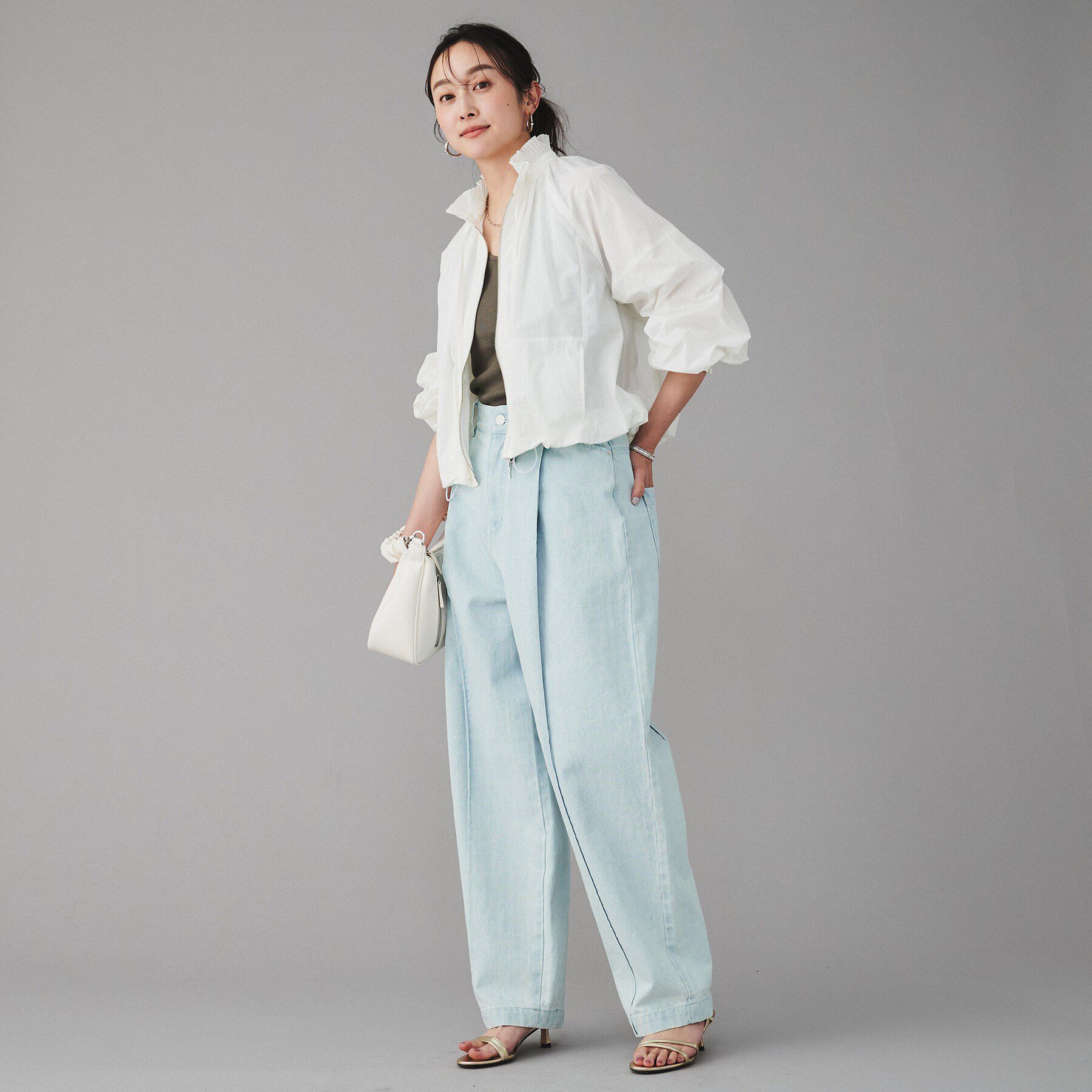 UNTITLED「【MARILYN MOON】プリーツナイロンシアーバルーンブルゾン」|ブルゾン・スタジャン|