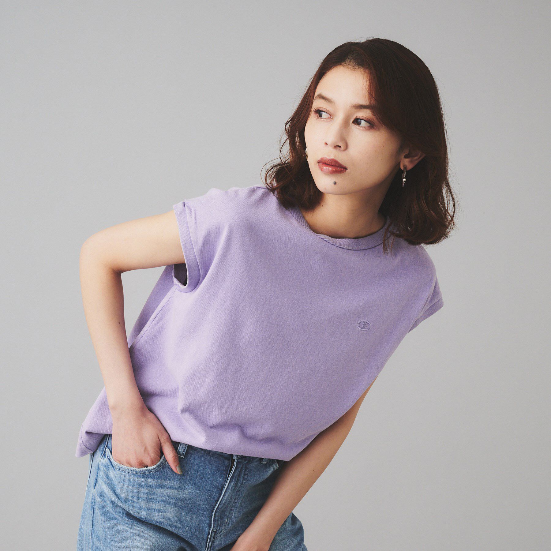 UNTITLED「【Champion】スリーブレスシャツ」|Tシャツ・カットソー|ラベンダー(080)
