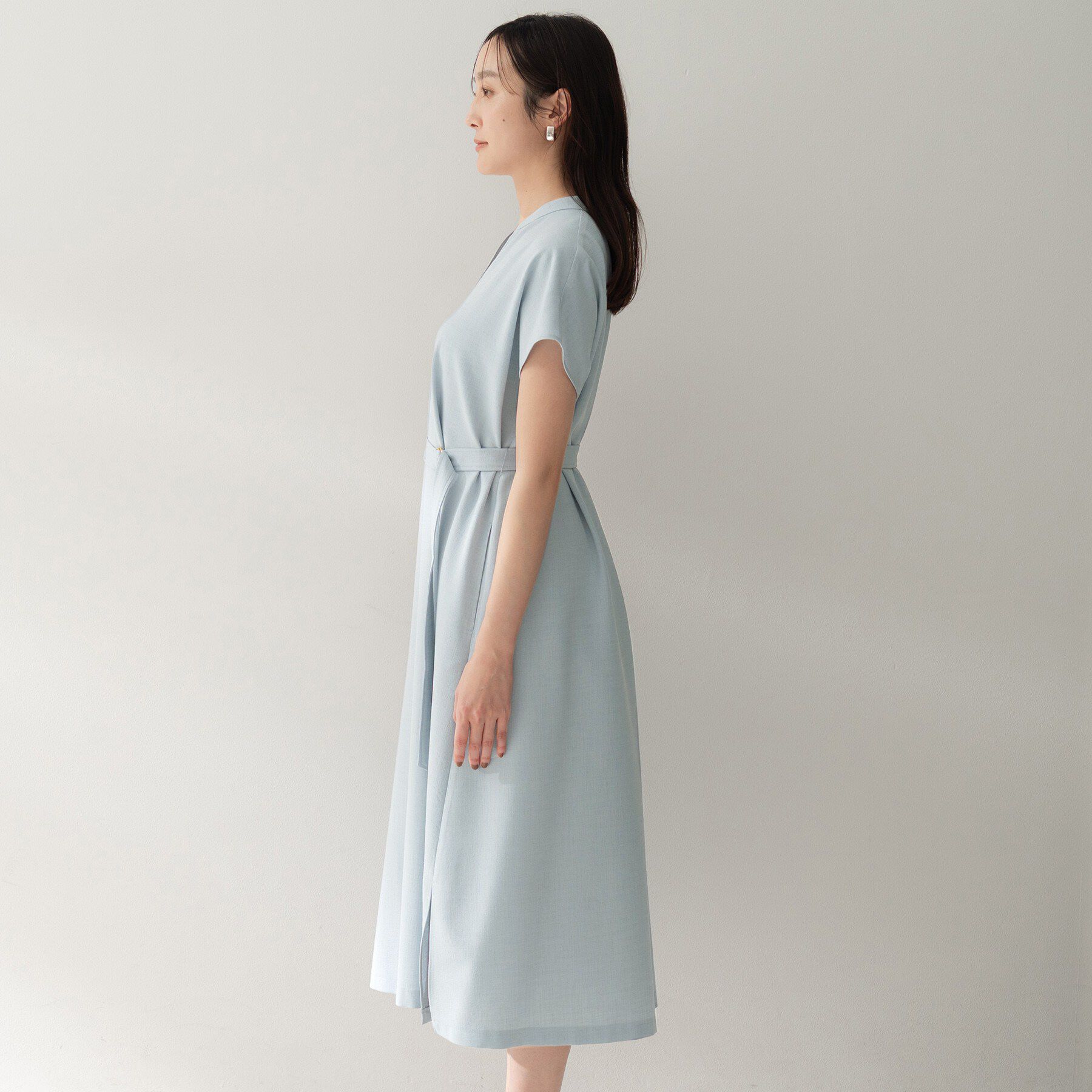 UNTITLED「スラブバンドカラーワンピース」|ワンピース|