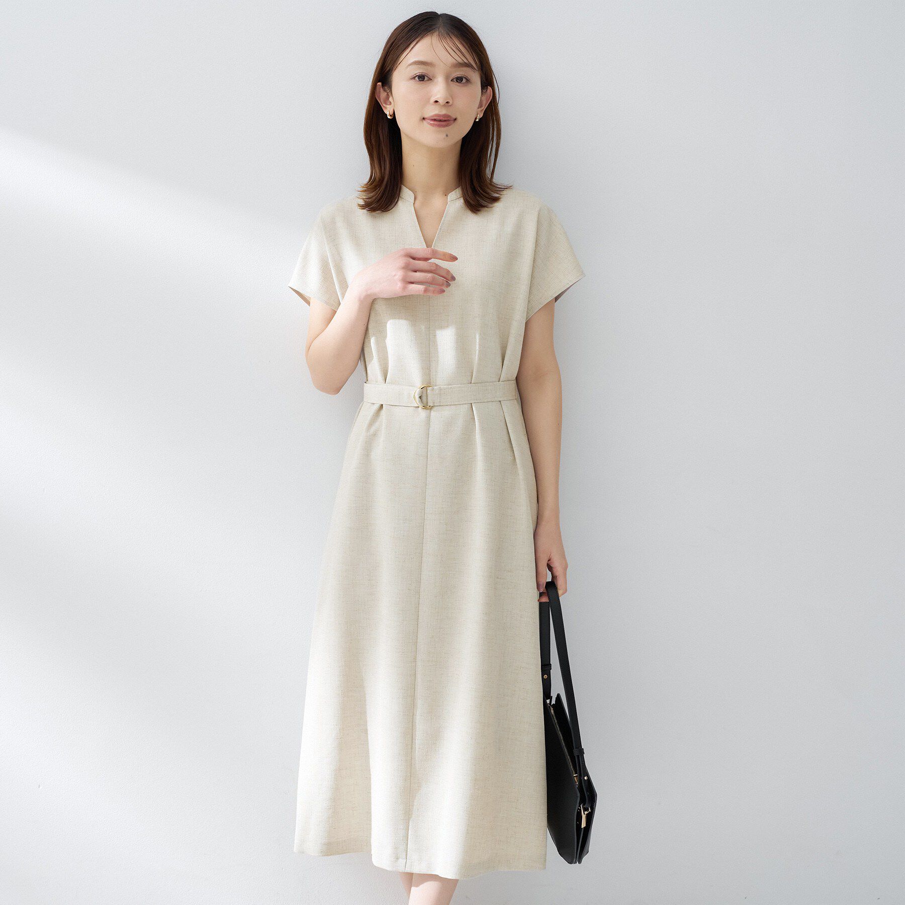 UNTITLED「スラブバンドカラーワンピース」|ワンピース|