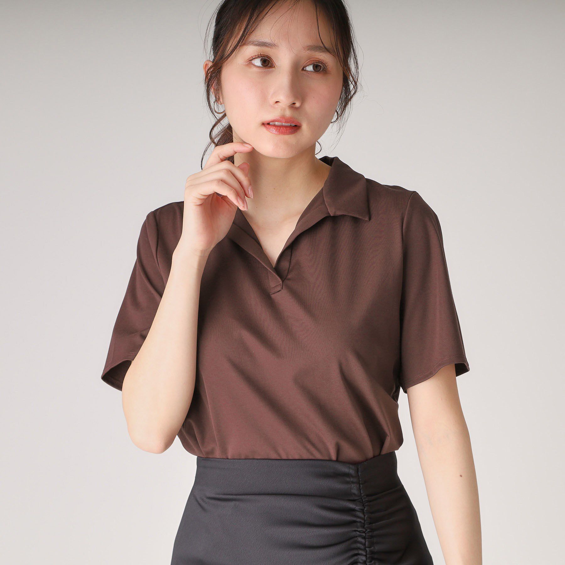 COUP DE CHANCE「【洗える／日本製】スキッパーカットソー」|Tシャツ・カットソー|ボルドー(064)