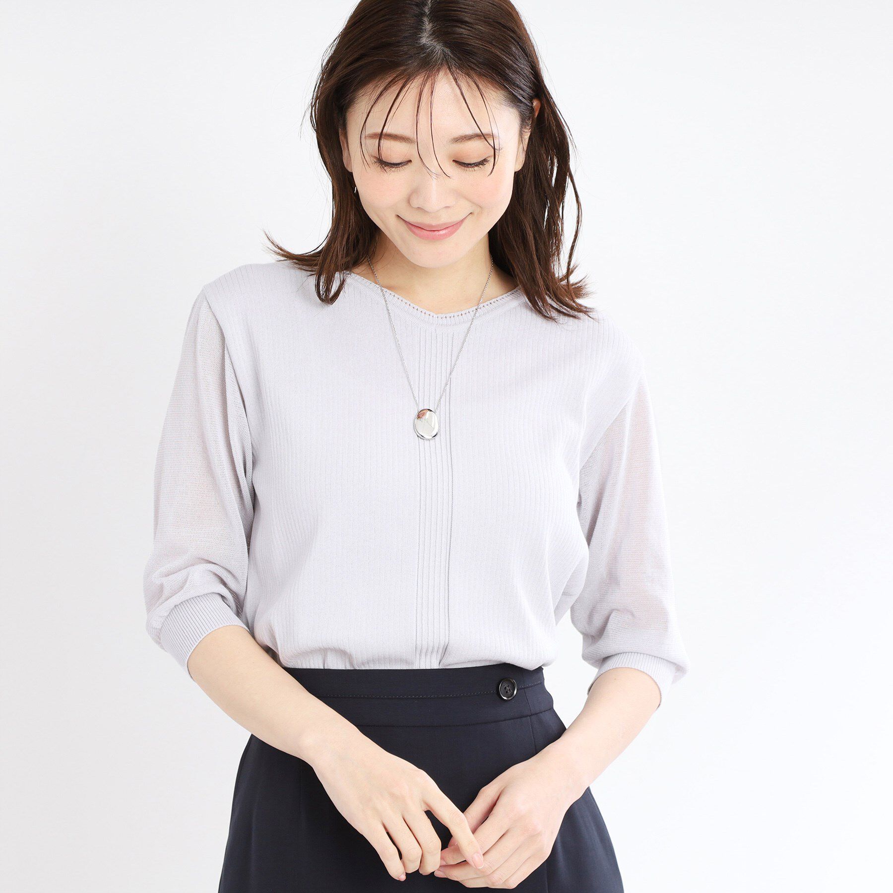 Reflect「【WEB先行カラーあり／手洗い可】透かし柄デザインニット」|ニット・セーター|