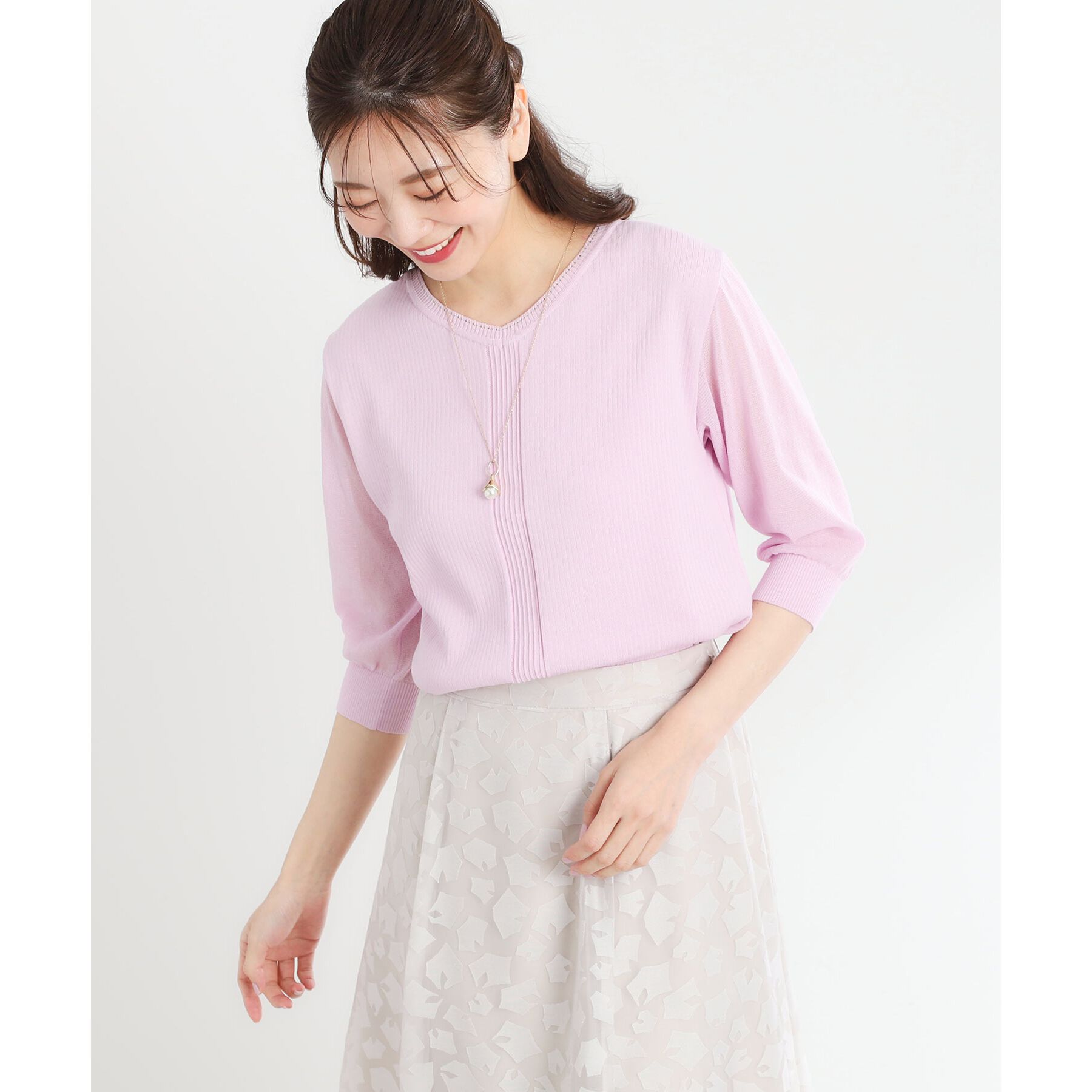 Reflect「【WEB先行カラーあり／手洗い可】透かし柄デザインニット」|ニット・セーター|