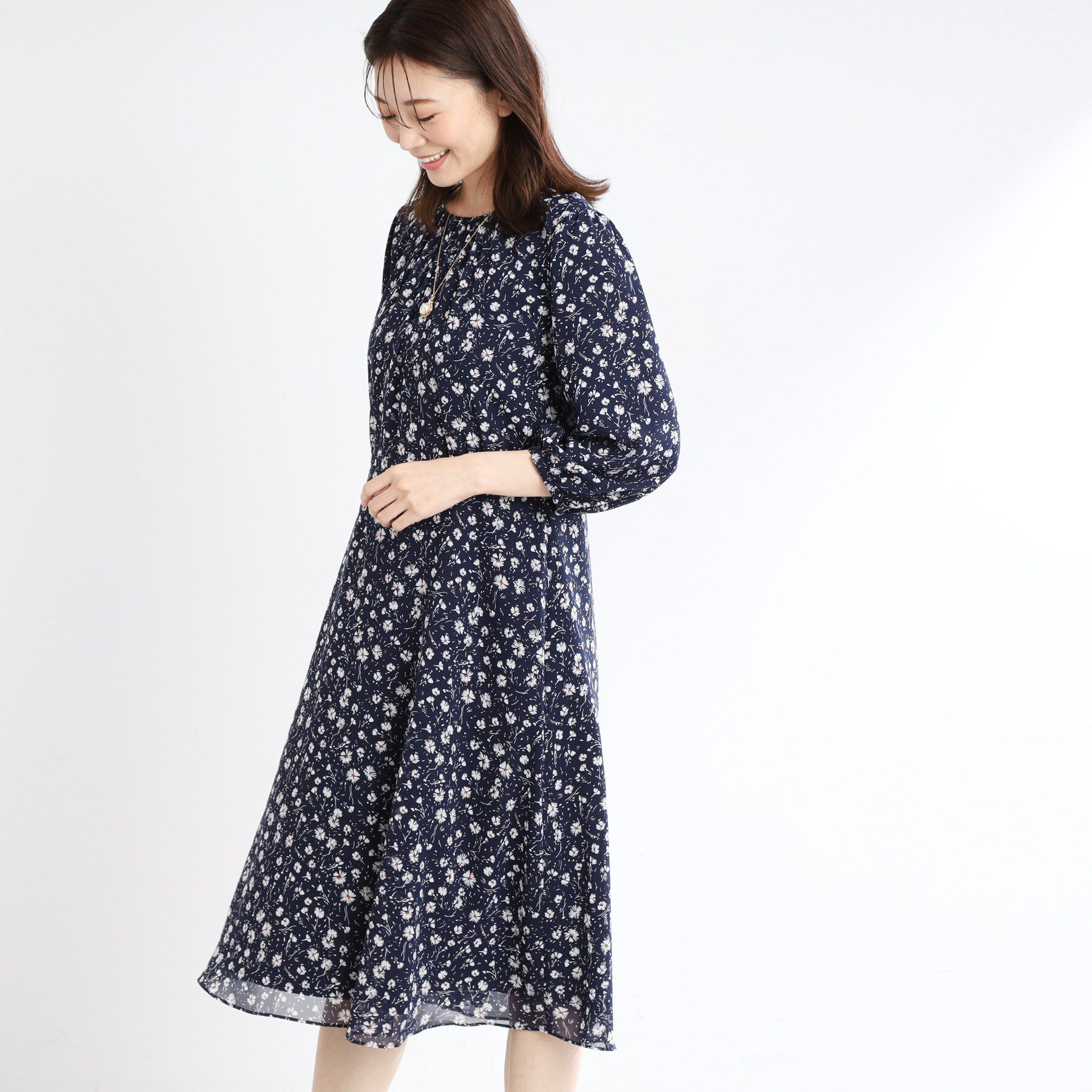 Reflect「【マシンウォッシュ可】フラワープリントワンピース」|ワンピース|