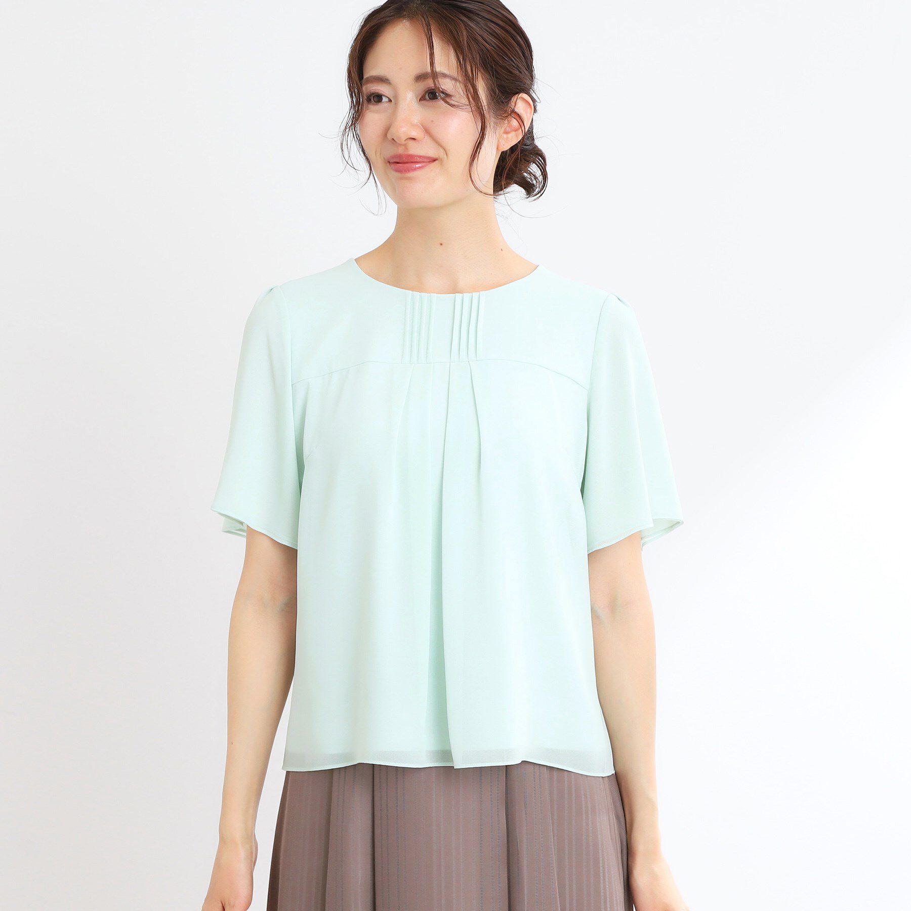 Reflect「【マシンウォッシュ可】横切替ピンタックデザインブラウス」|シャツ・ブラウス|