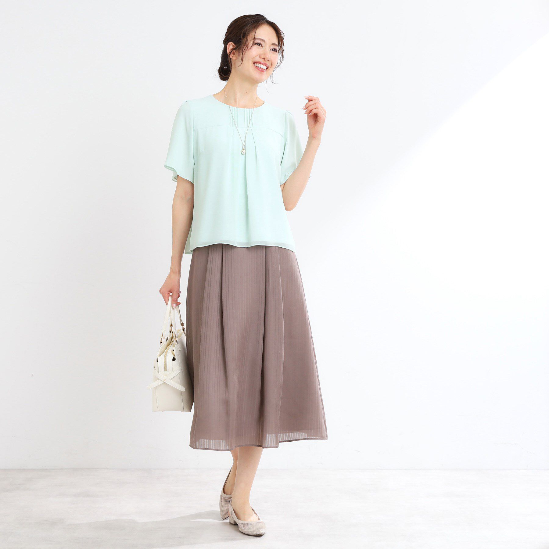 Reflect「【マシンウォッシュ可】横切替ピンタックデザインブラウス」|シャツ・ブラウス|