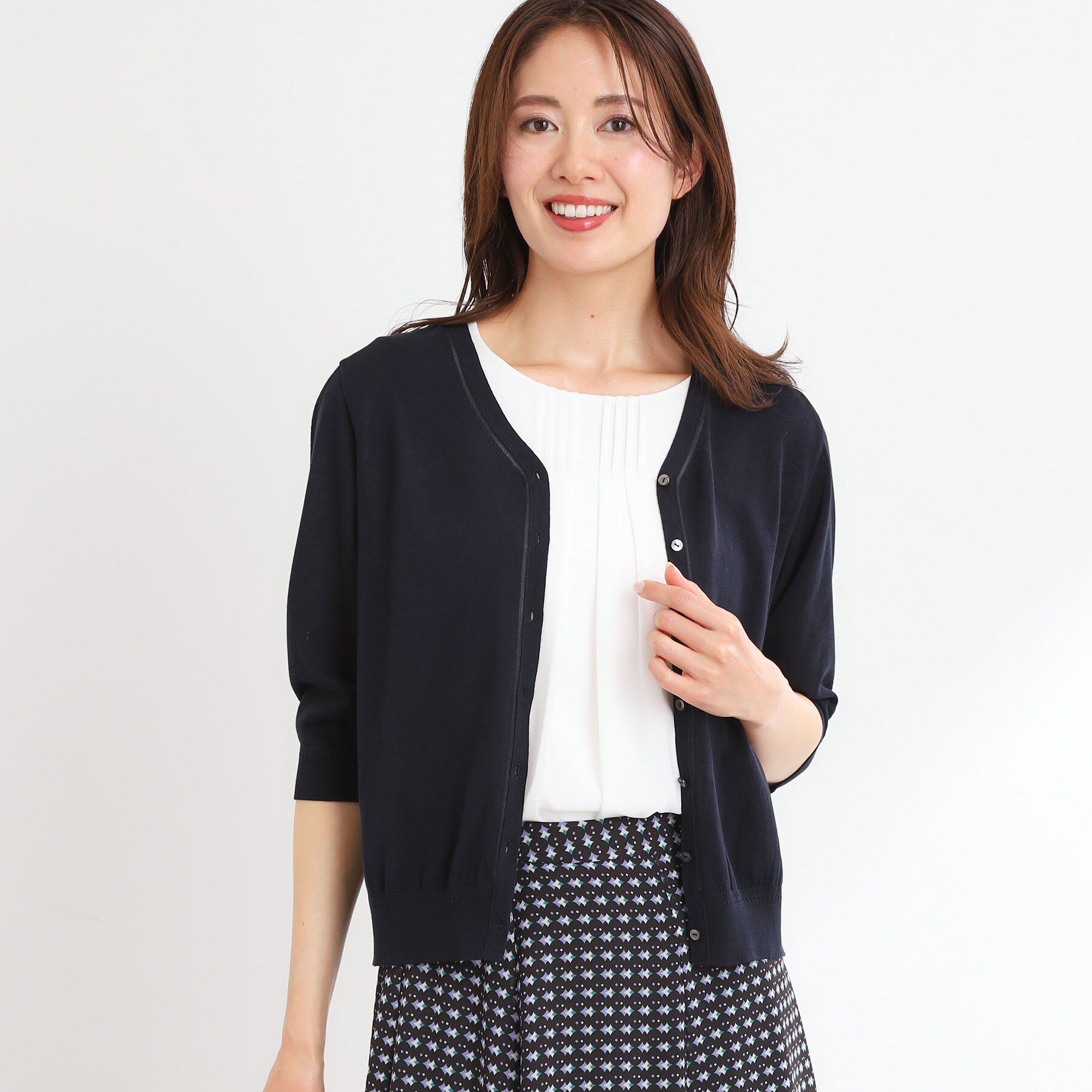 Reflect「【WEB先行カラーあり／手洗い可】六分袖カーディガン」|カーディガン|