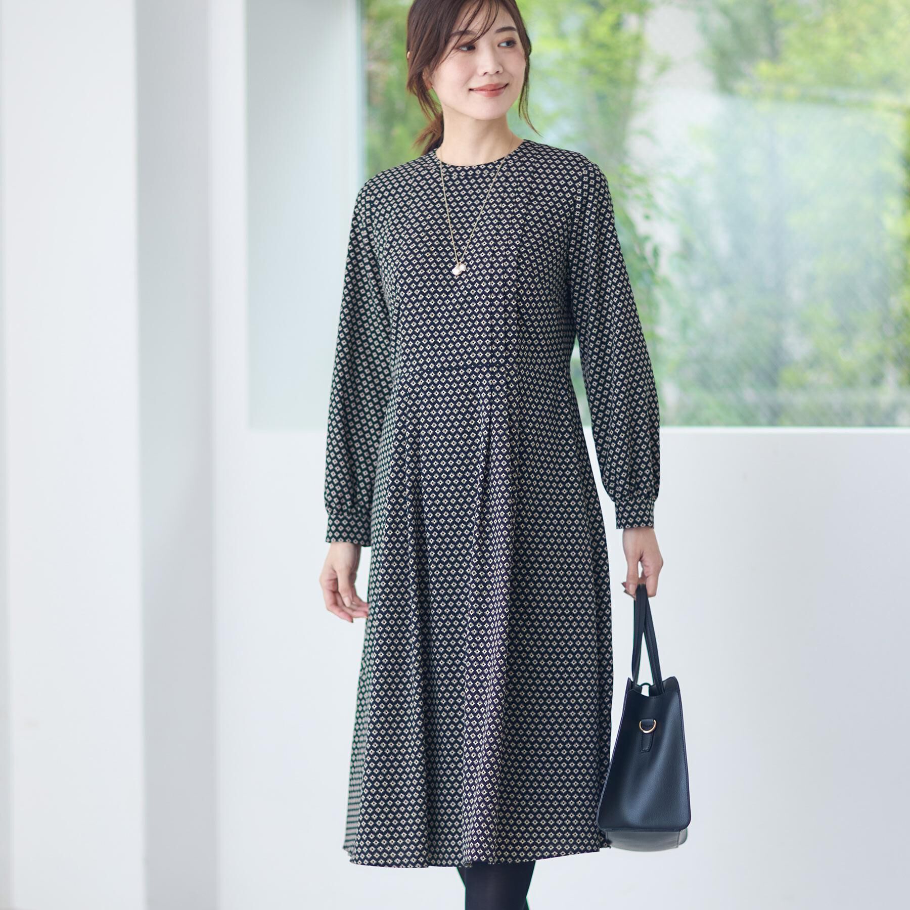 Reflect「【通勤にもお出かけにも◎】ジオメプリントクラシカルワンピース」|ワンピース|