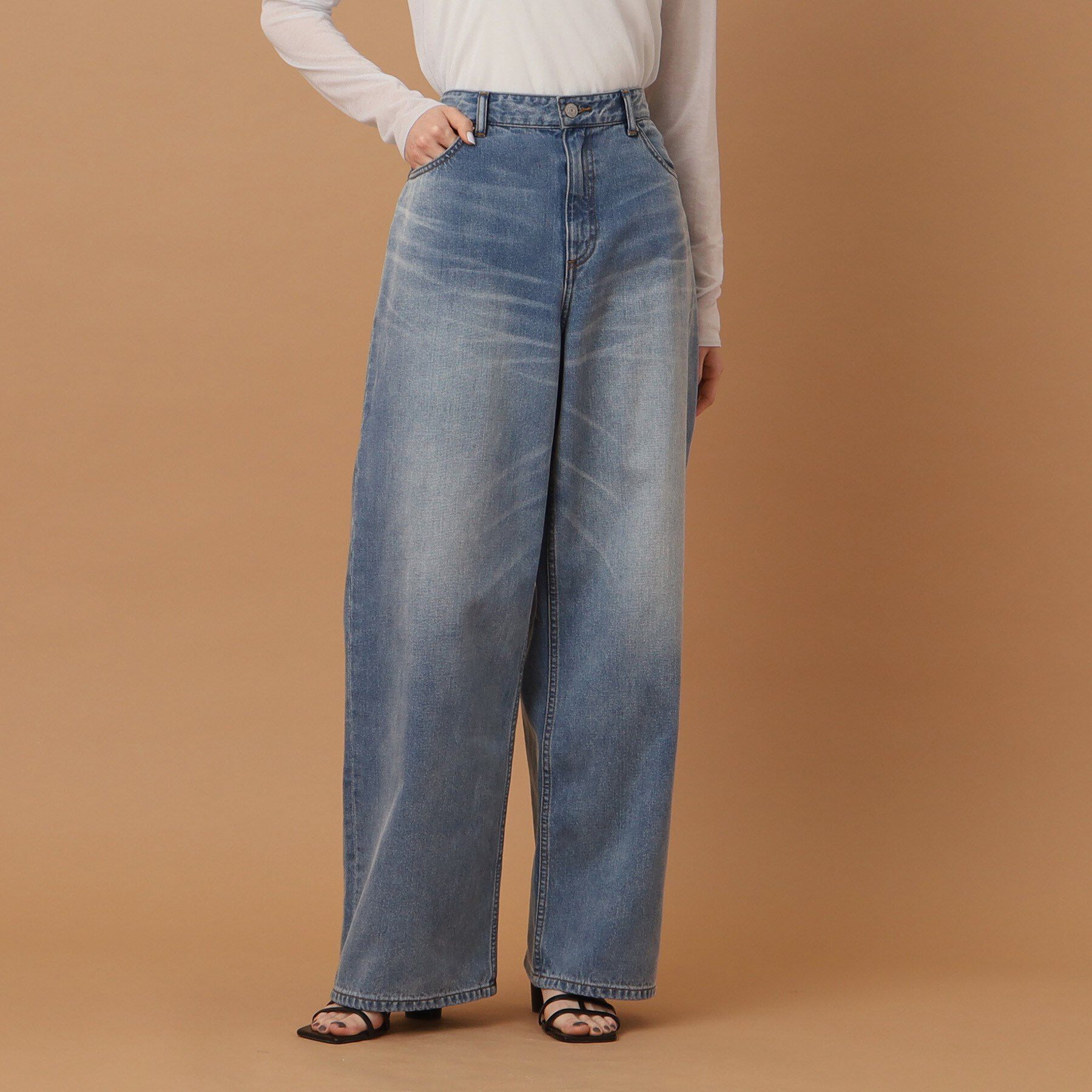 DRESSTERIOR「ヴィンテージ加工ワイドデニムパンツ」|デニム|