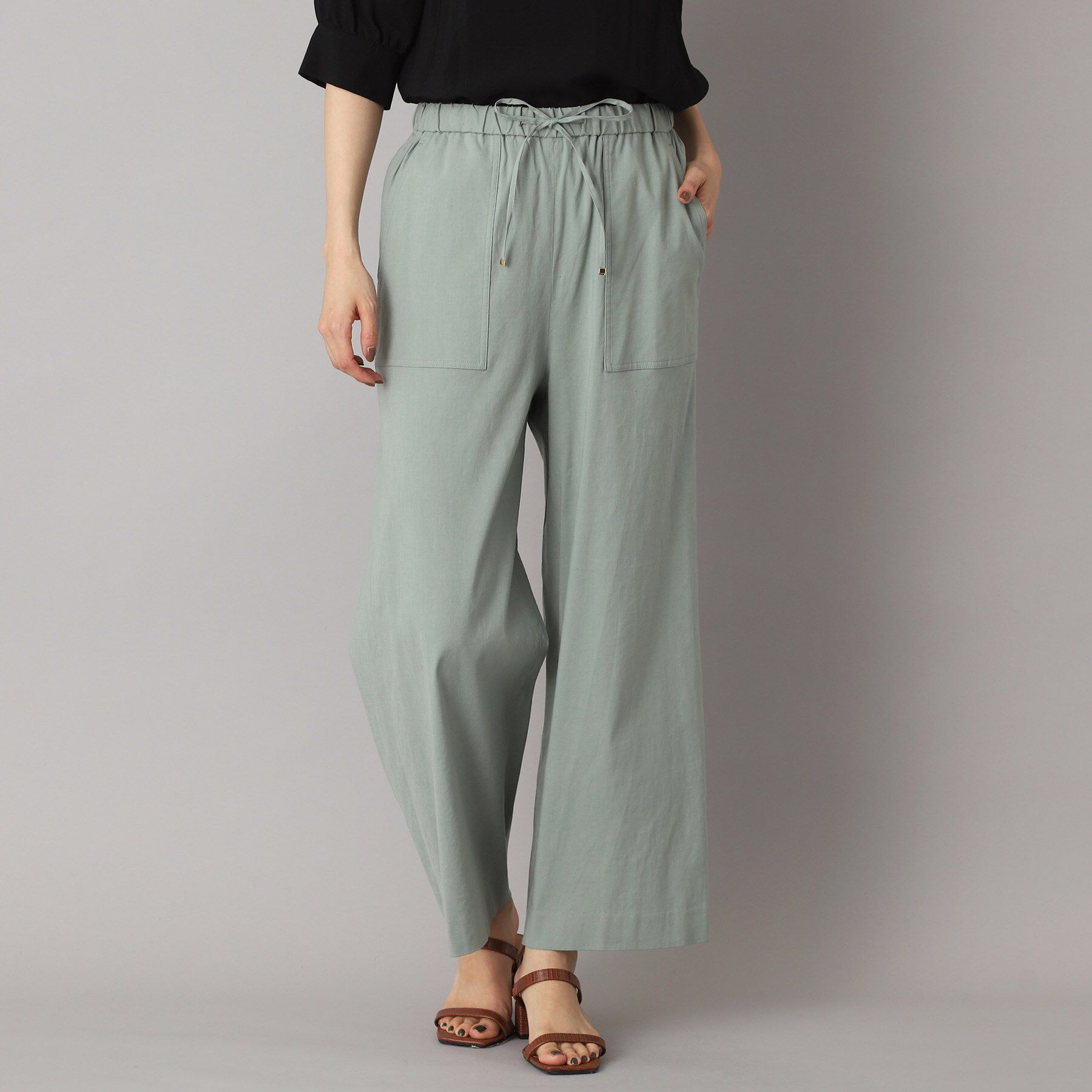 DRESSTERIOR「【接触冷感/洗える/ウエストゴム】ウォッシャブルリネンイージーワイドパンツ」|その他|