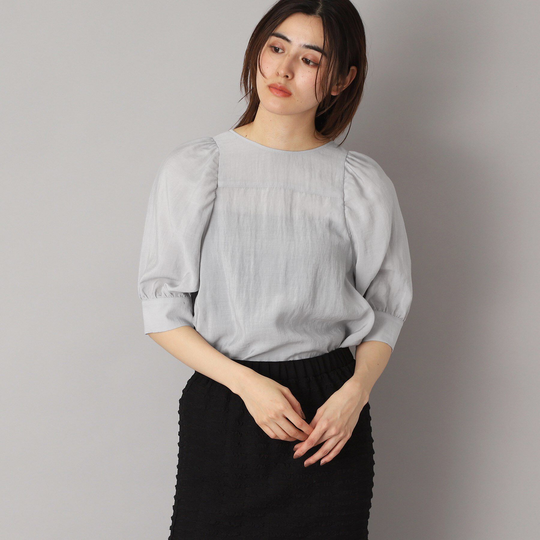 DRESSTERIOR「【洗える/清涼感】ボリュームスリーブバックジップブラウス」|シャツ・ブラウス|