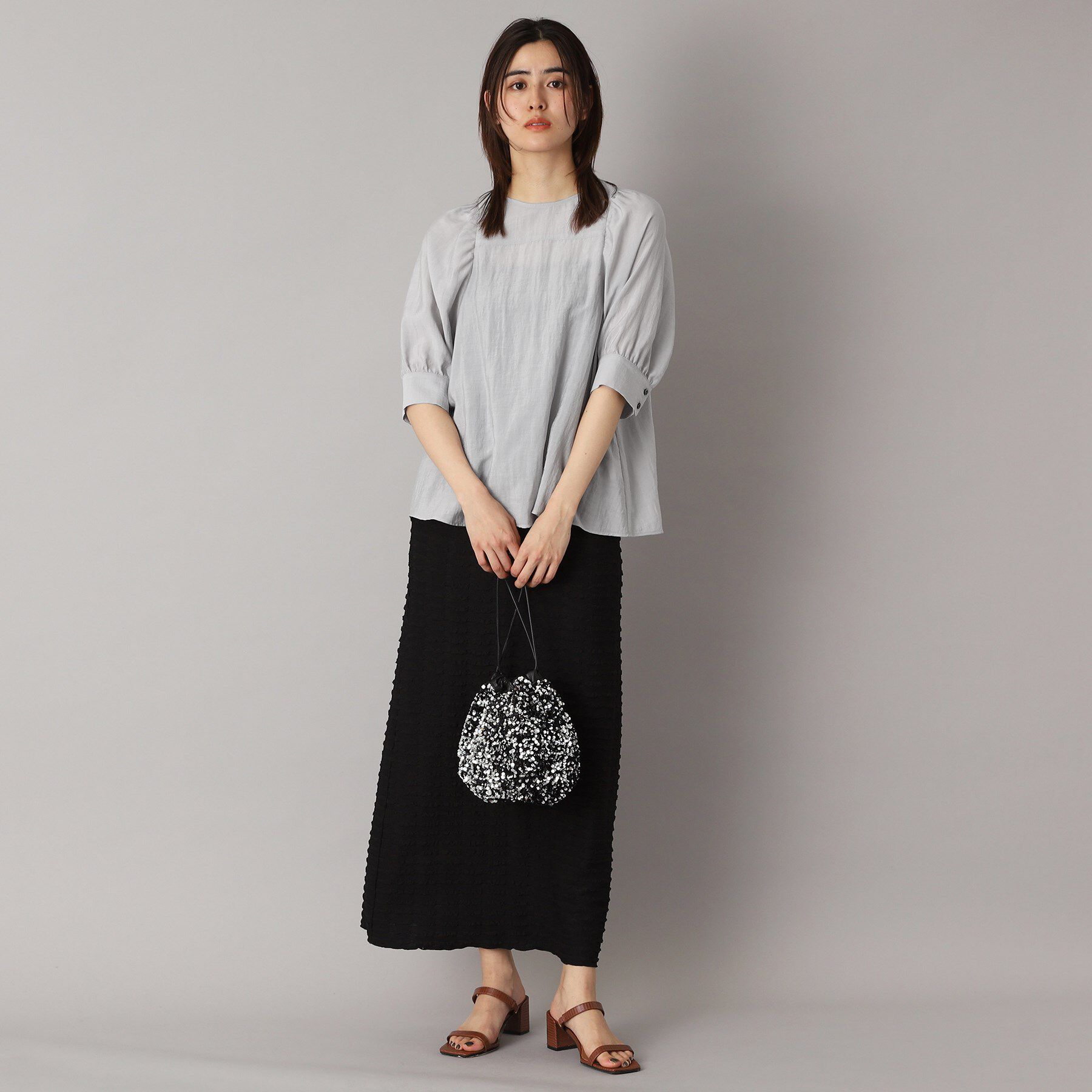 DRESSTERIOR「【洗える/清涼感】ボリュームスリーブバックジップブラウス」|シャツ・ブラウス|