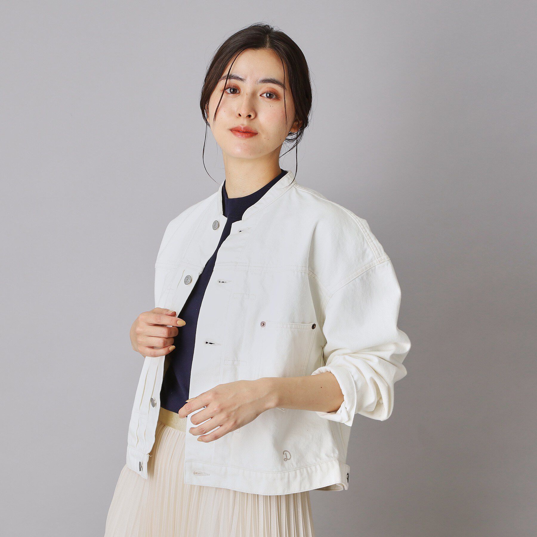 DRESSTERIOR「バンドカラー ホワイトＧジャン」|デニムジャケット|