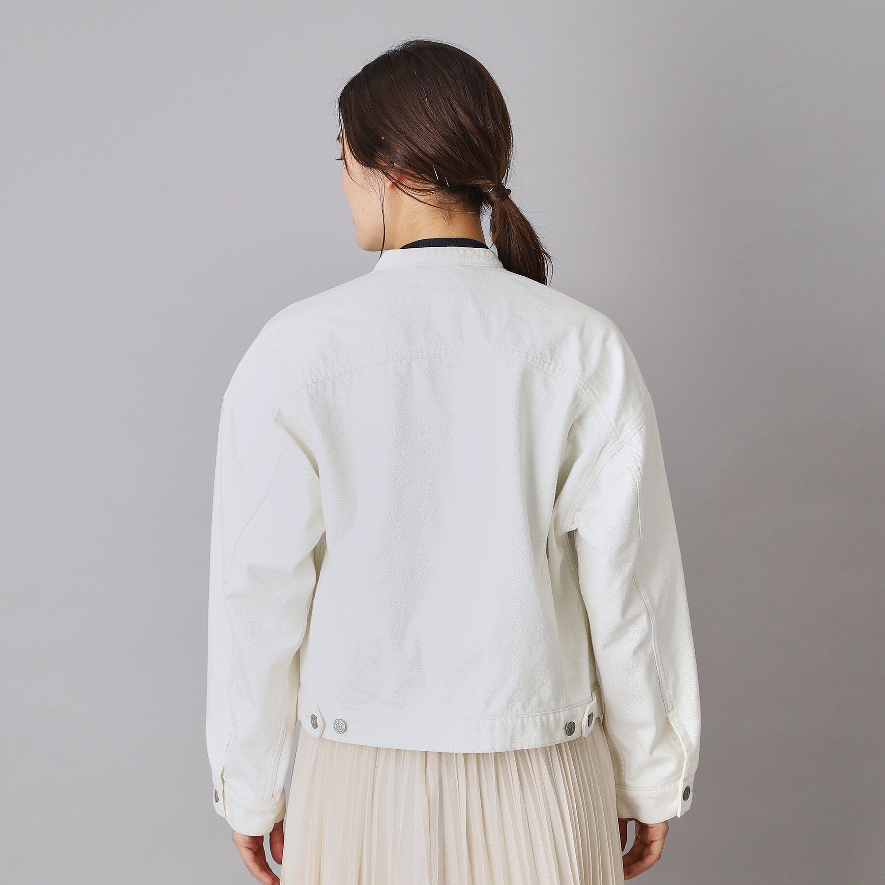 DRESSTERIOR「バンドカラー ホワイトＧジャン」|デニムジャケット|