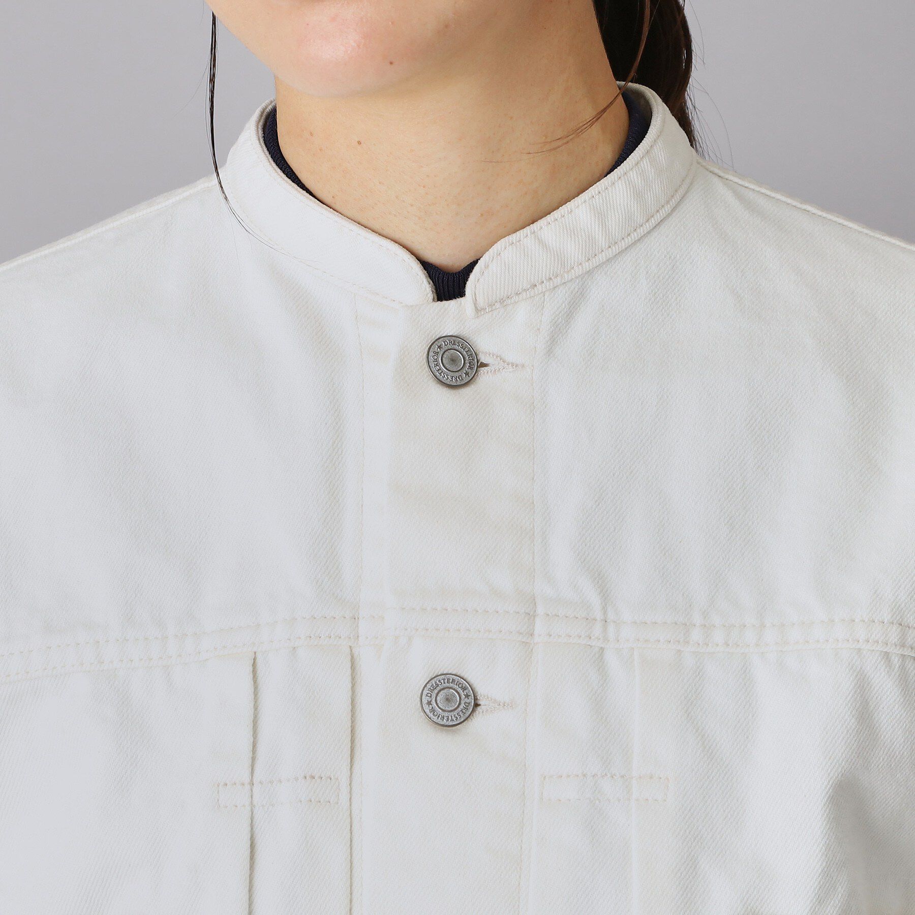 DRESSTERIOR「バンドカラー ホワイトＧジャン」|デニムジャケット|