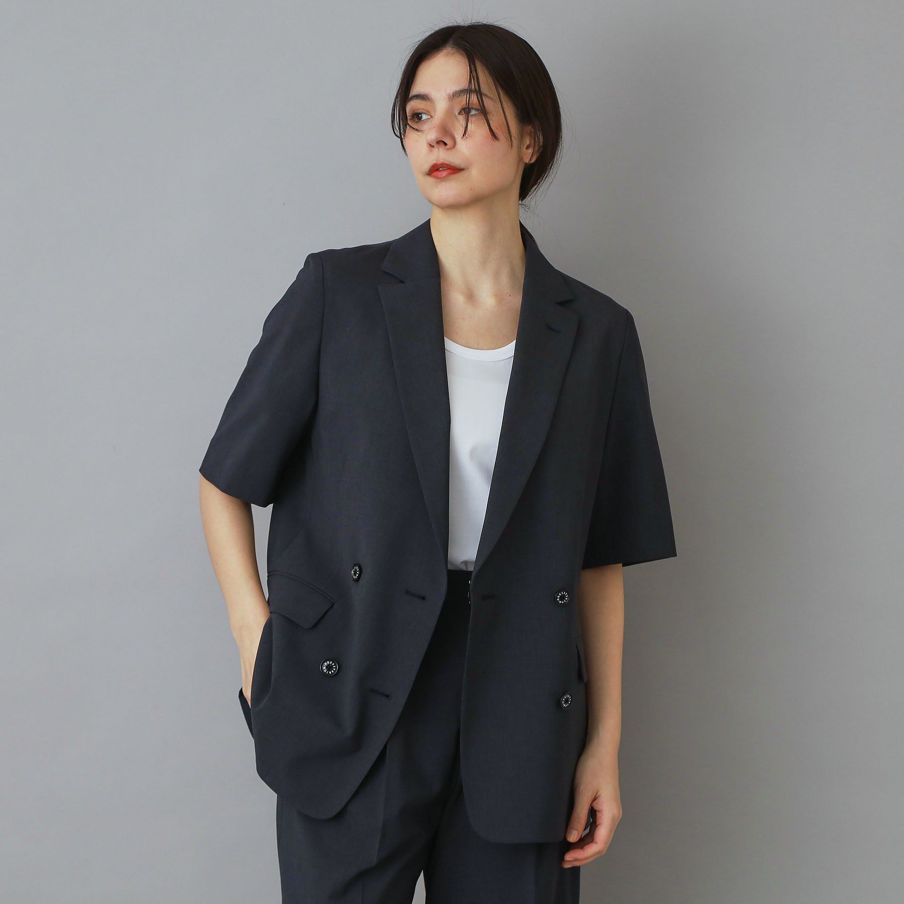 DRESSTERIOR「【大人MUSE5月号掲載】【セットアップ可】ウォッシャブルイージーサマージャケット」|テーラードジャケット|チャコールグレー(0