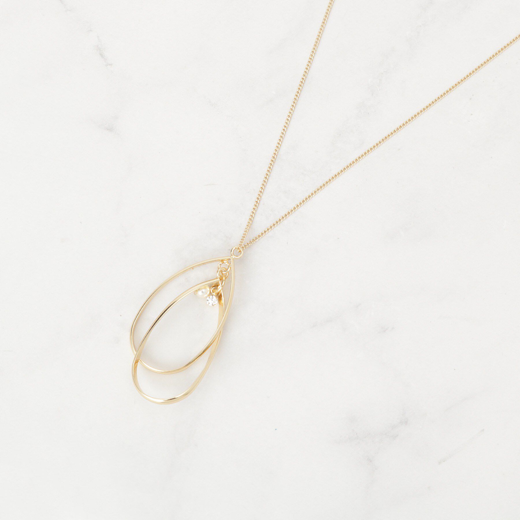 grove「ツイストダブルオーバルパール調ネックレス」|ネックレス|