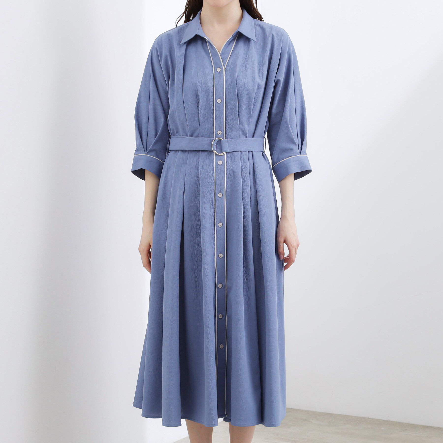 grove「【貴島明日香さん着用・美シルエット】ウエストタック配色ワンピース」|ワンピース|