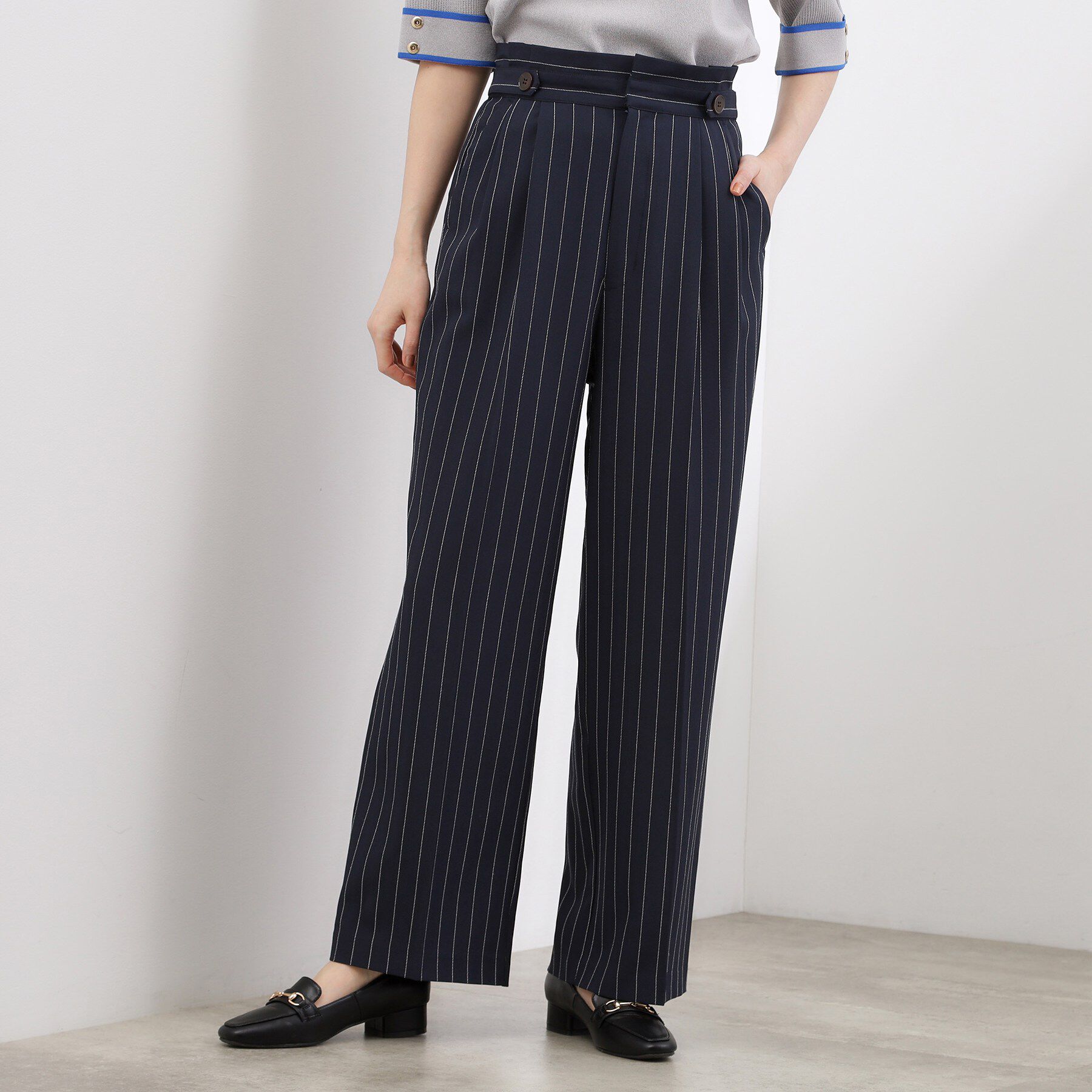 grove「【貴島明日香さん着用】リネンライクストライプワイドパンツ」|その他|