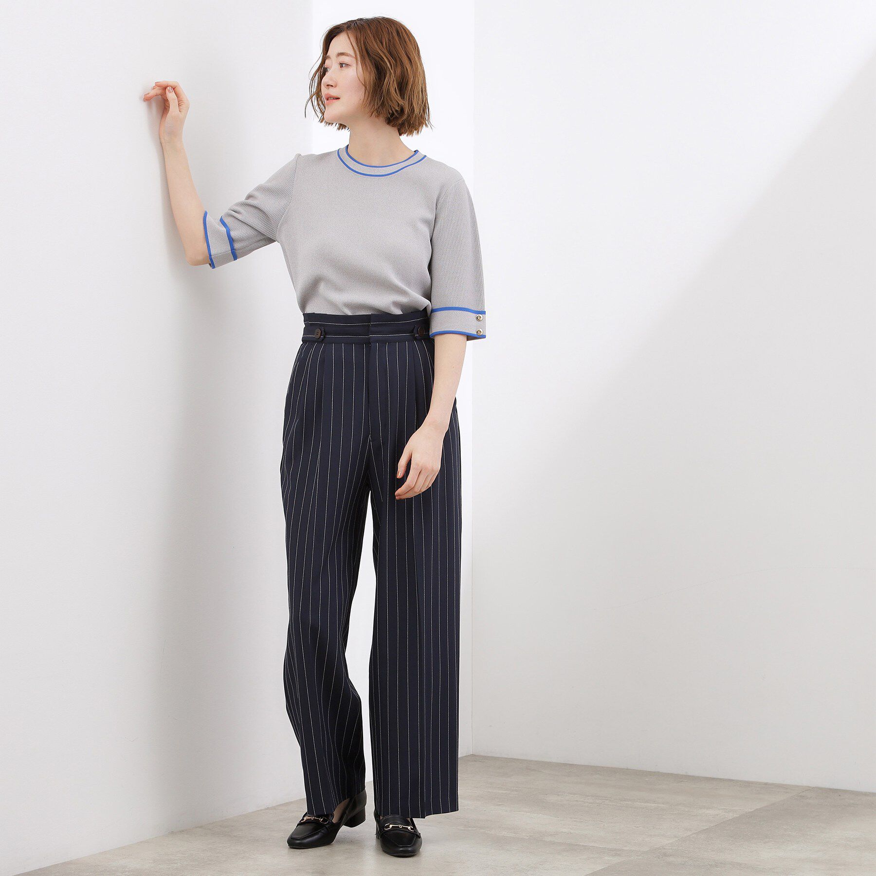 grove「【貴島明日香さん着用】リネンライクストライプワイドパンツ」|その他|