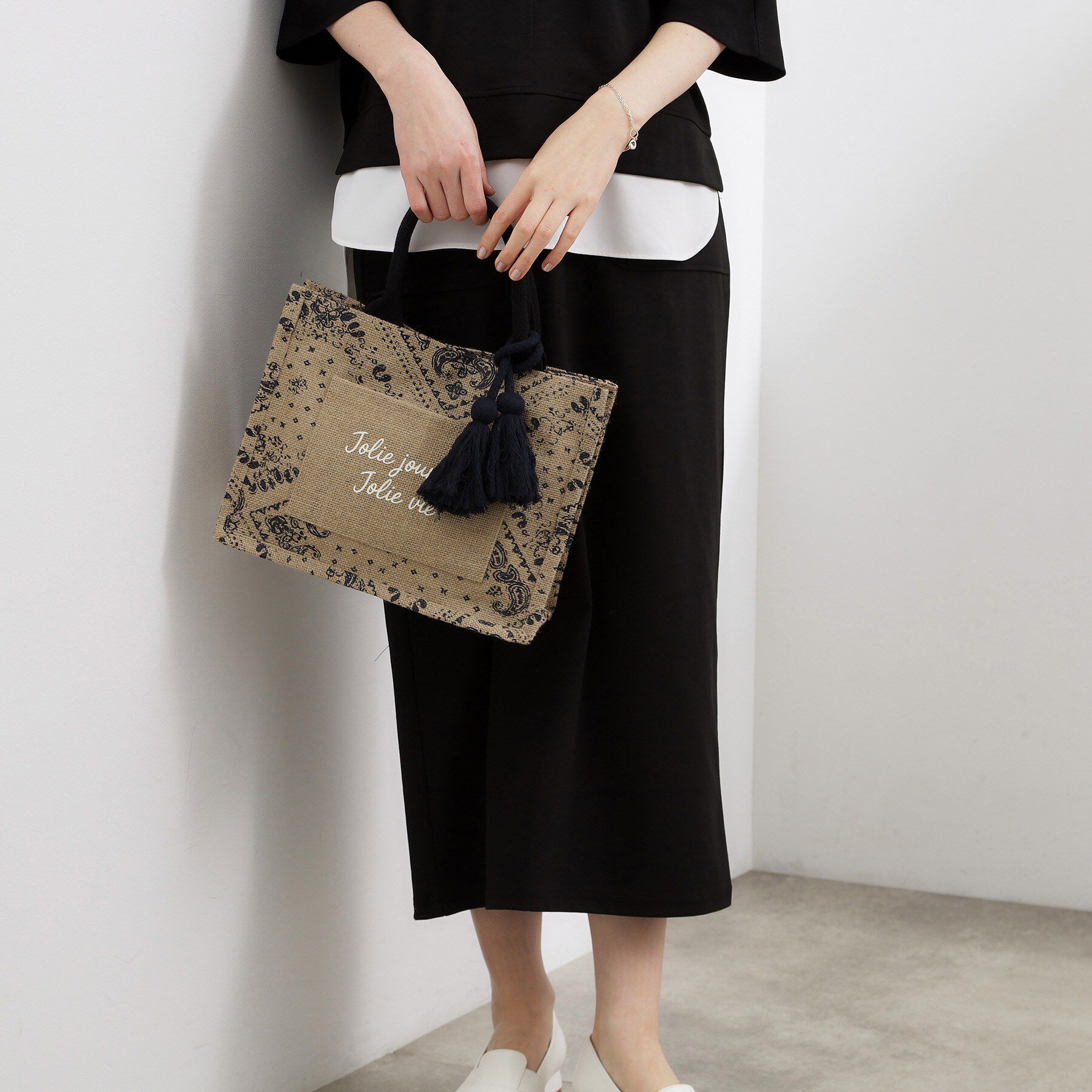 grove「アソートジュートタッセルトート」|トートバッグ|ネイビー(494)