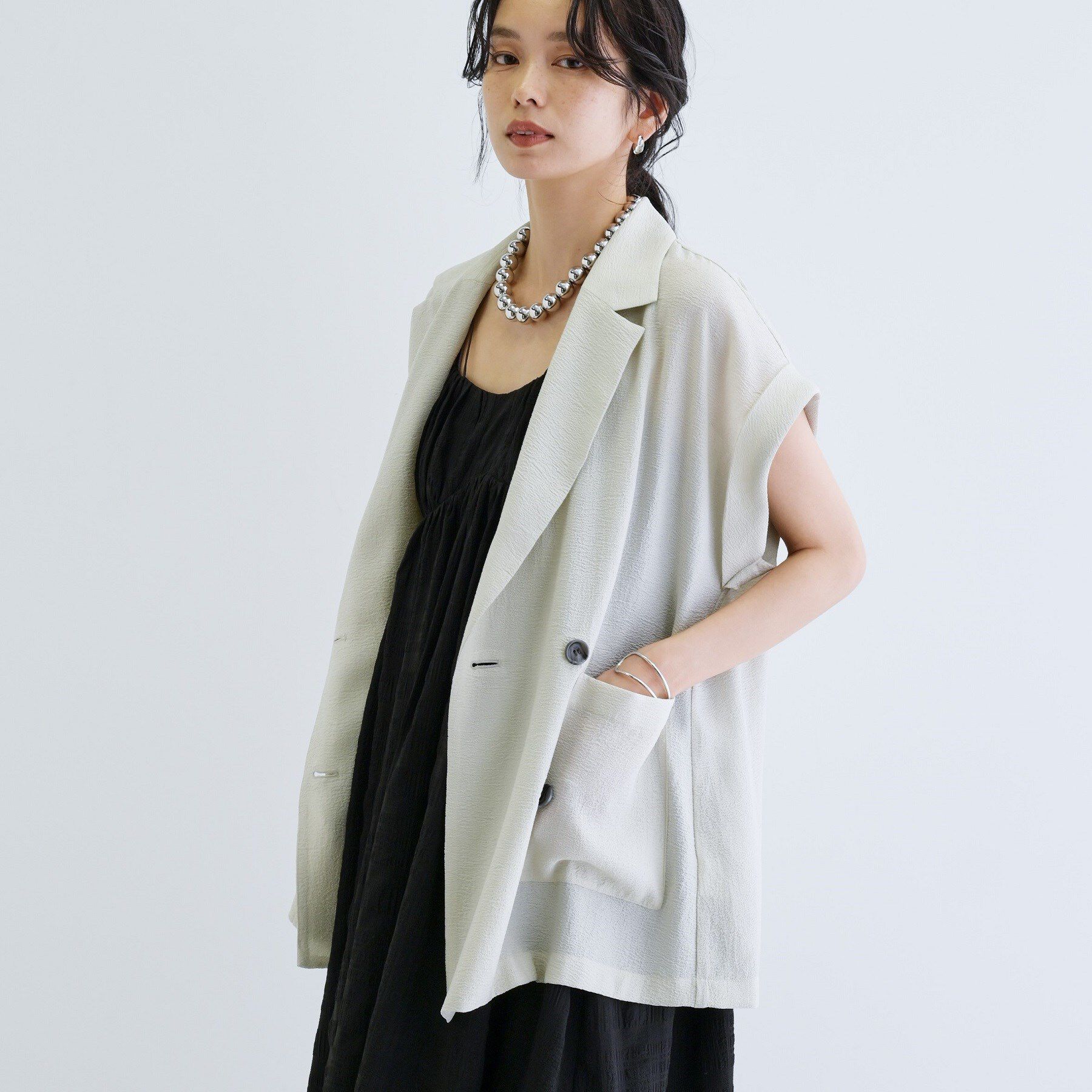 GALLEST「ワッシャー半袖シャツジャケット」|テーラードジャケット|