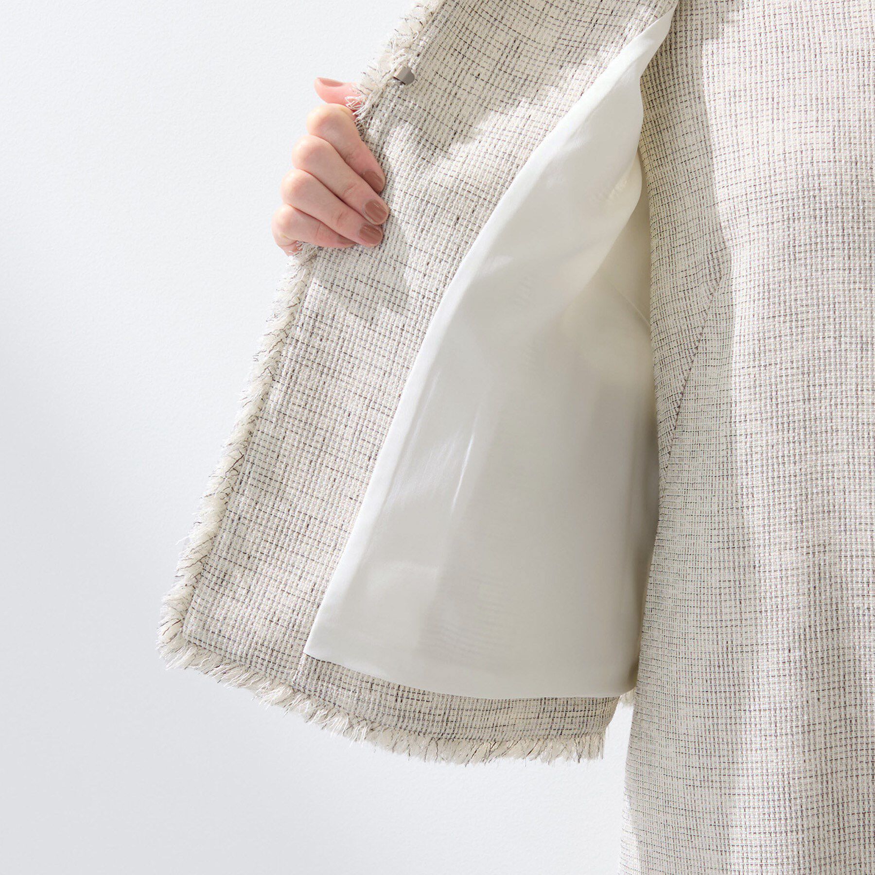 INDIVI「【軽量／SETUP可能】ストレッチツイードジャケット」|ノーカラージャケット|