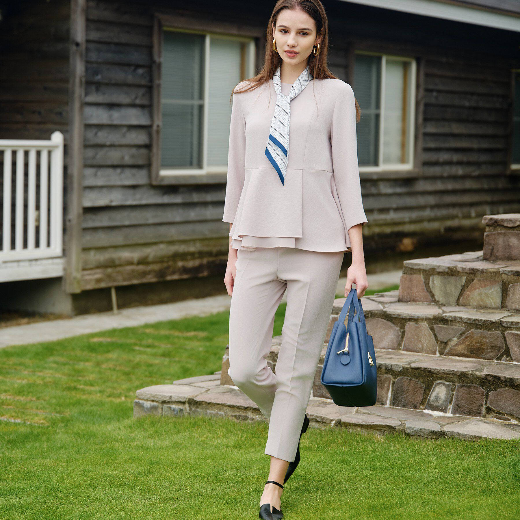 INDIVI「【洗える／UVケア／SETUP可】着る日傘ペプラムブラウス」|シャツ・ブラウス|