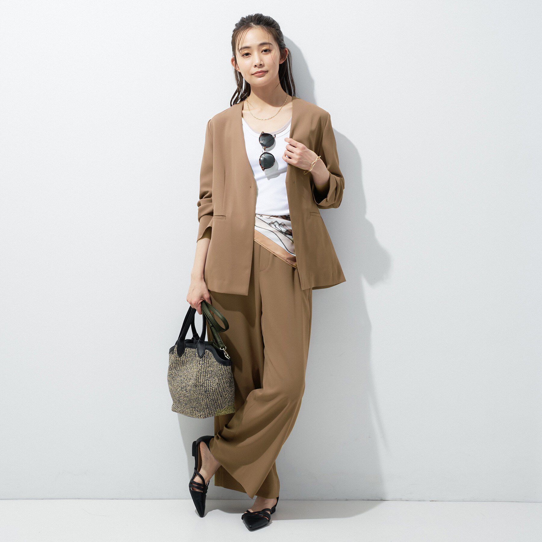 INDIVI「【さらに軽く軽快！／着る日傘】ノーカラージャケット」|ノーカラージャケット|