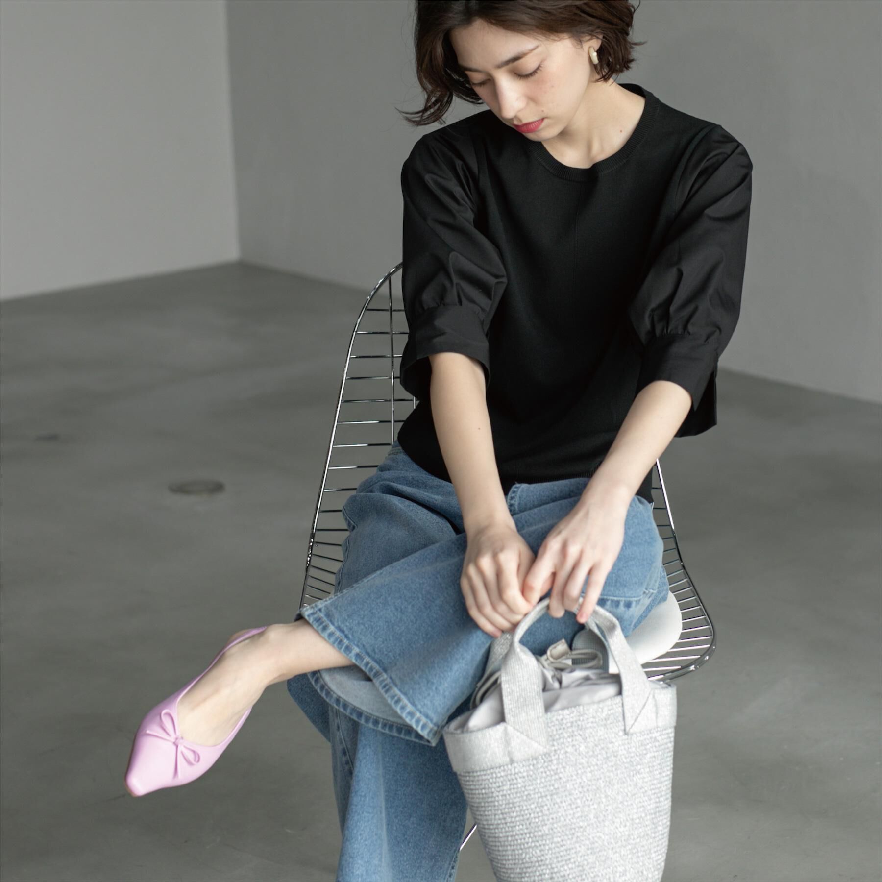 OPAQUE.CLIP「フハクスリーブドッキングニット【洗濯機洗い可】」|ニット・セーター|