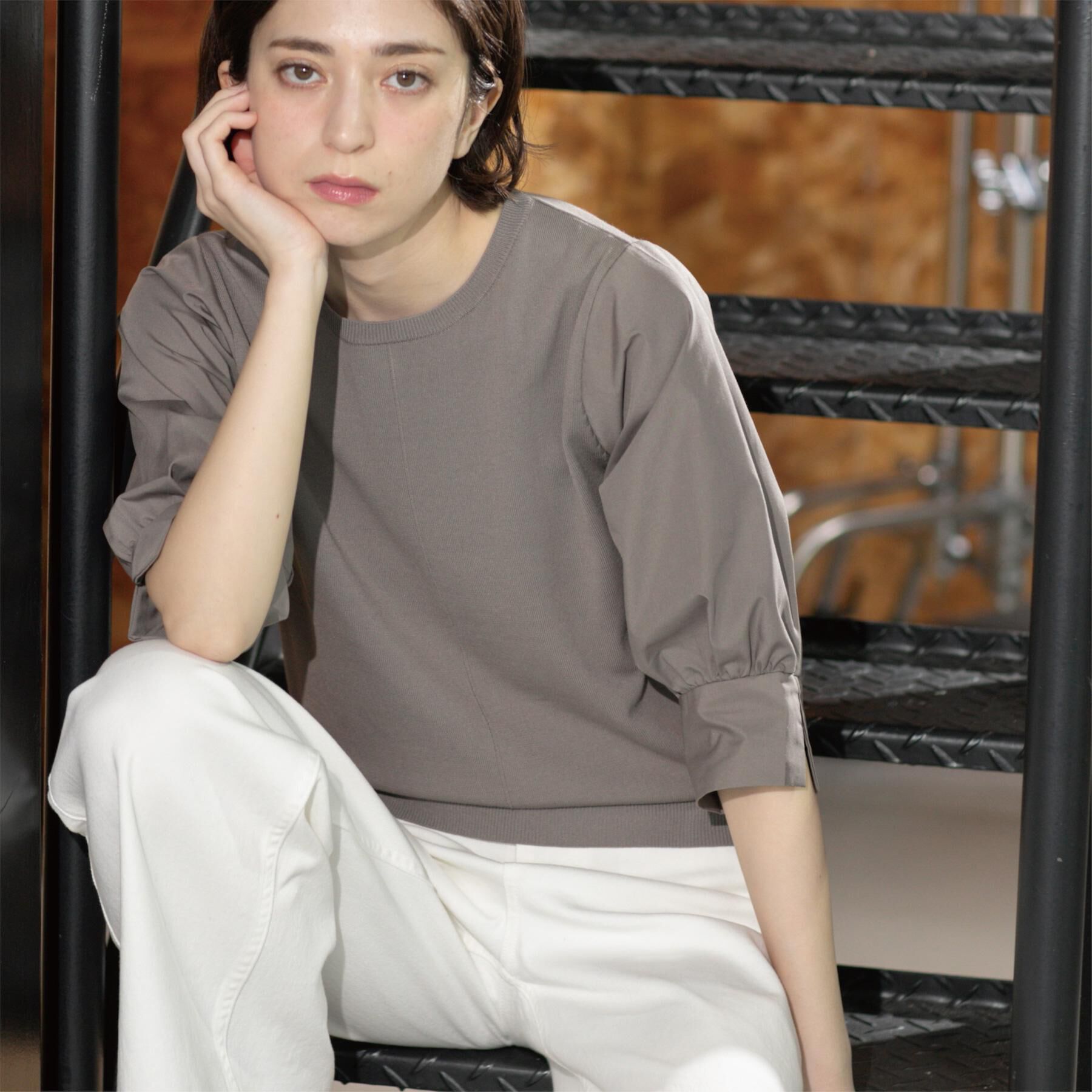 OPAQUE.CLIP「フハクスリーブドッキングニット【洗濯機洗い可】」|ニット・セーター|