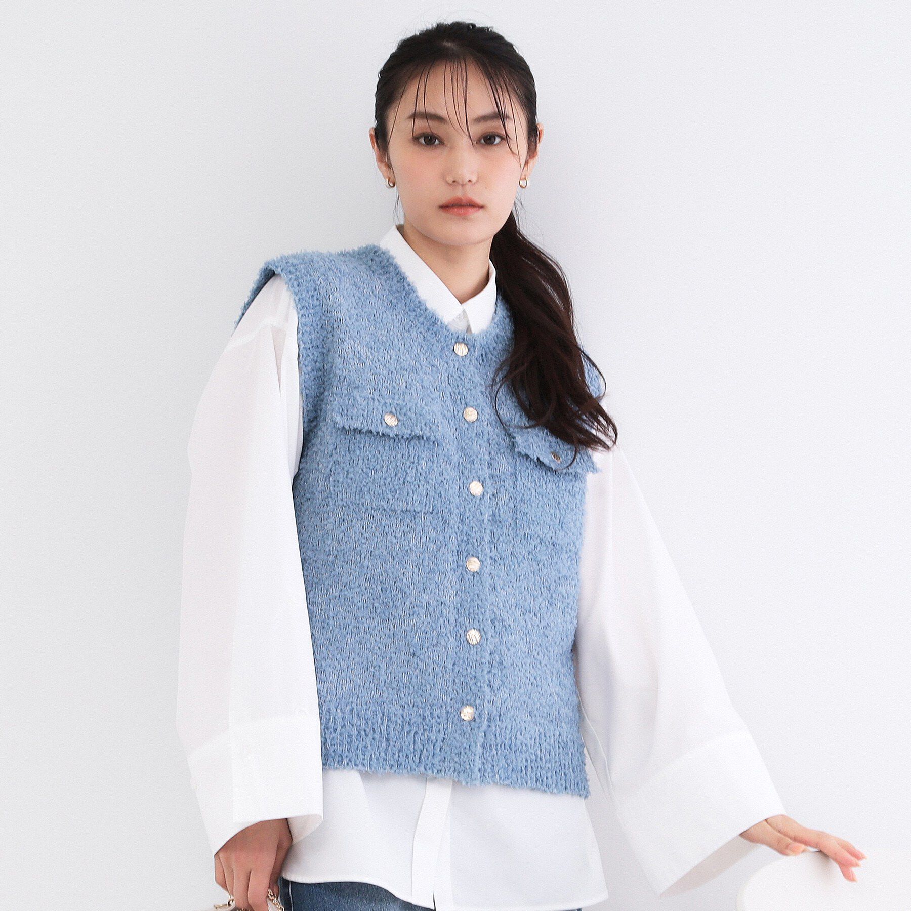 OPAQUE.CLIP「変形金ボタンニットベスト【洗濯機OK】」|ベスト・ジレ|