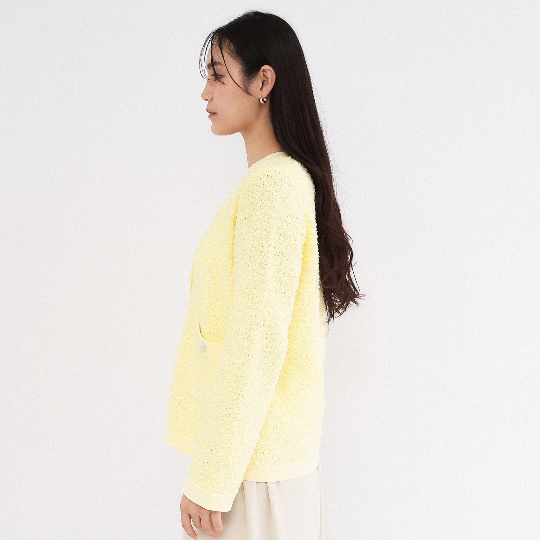 OPAQUE.CLIP「ツイードライクVネックニットカーディガン【洗濯機OK】」|カーディガン|