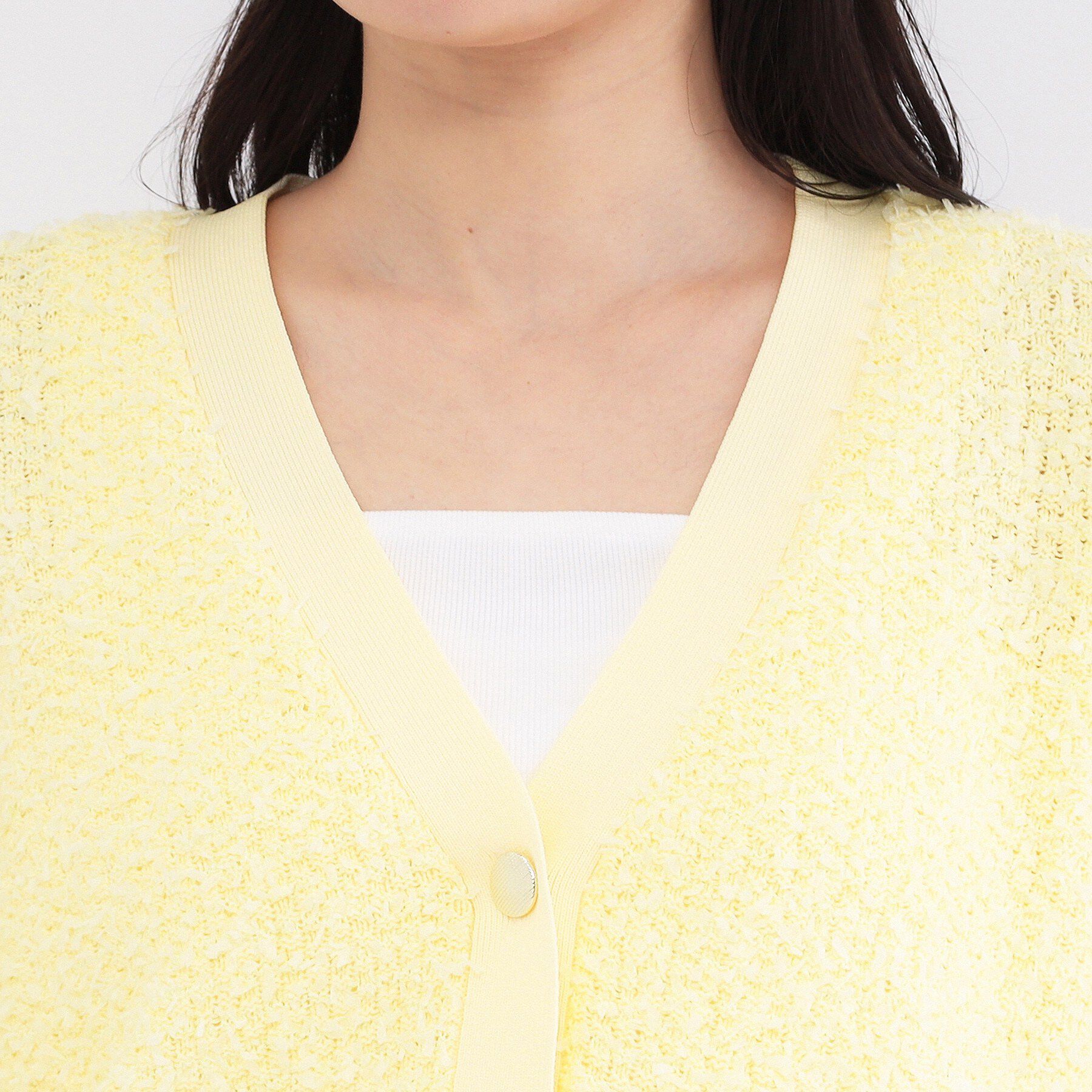 OPAQUE.CLIP「ツイードライクVネックニットカーディガン【洗濯機OK】」|カーディガン|