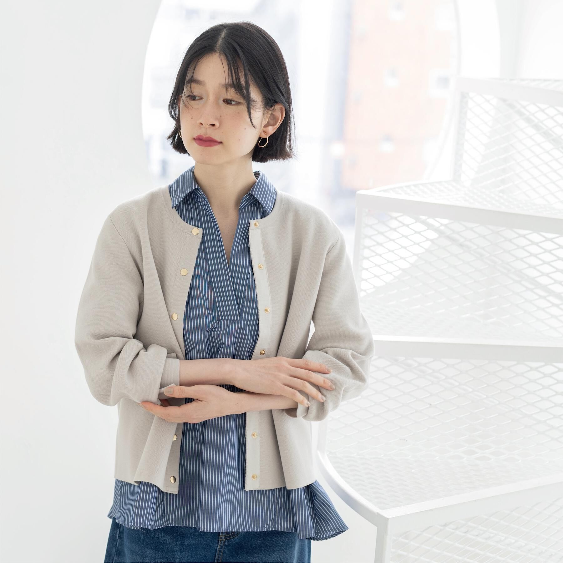 OPAQUE.CLIP「スナップボタンニットカーディガン【洗濯機OK/抗ピル】」|カーディガン|