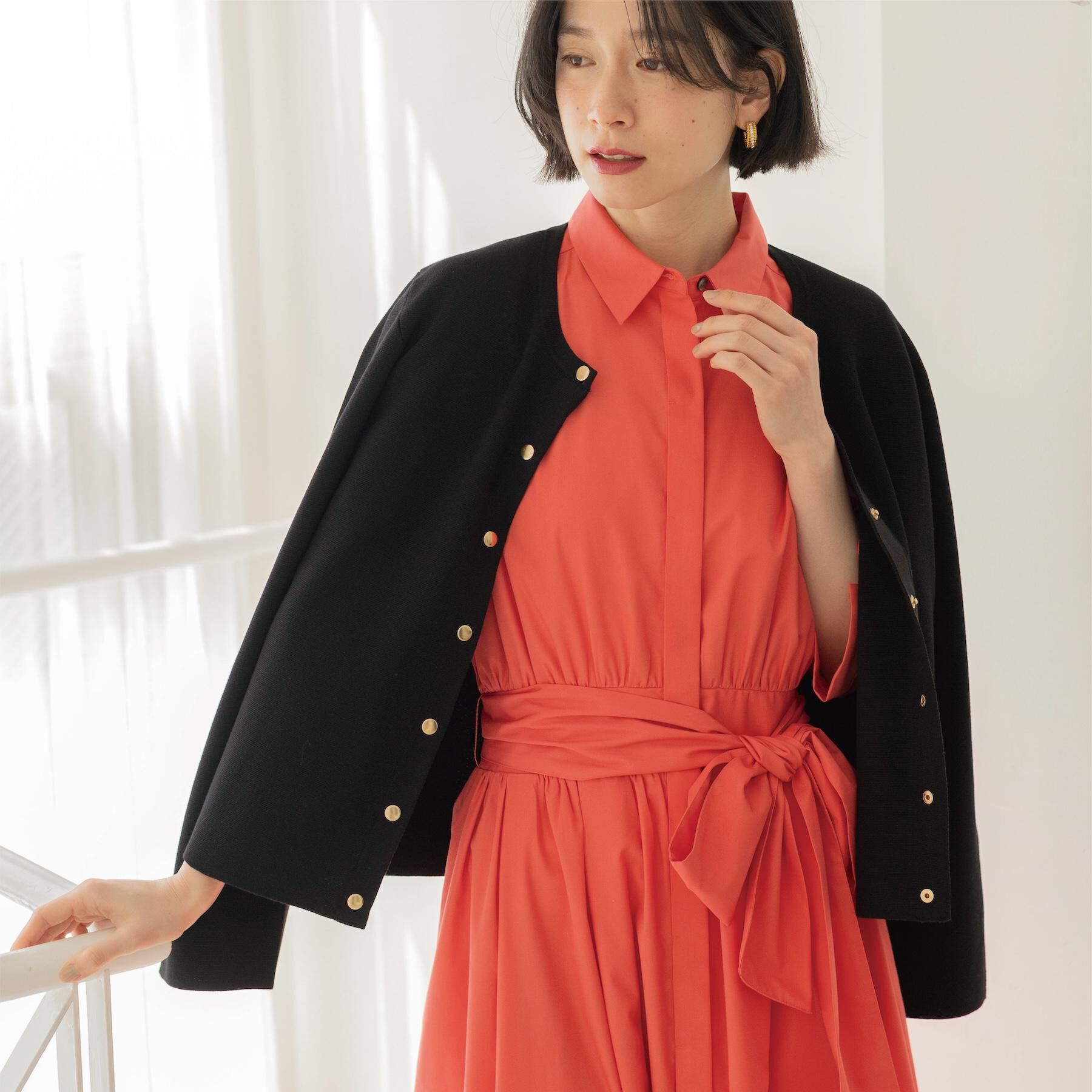 OPAQUE.CLIP「スナップボタンニットカーディガン【洗濯機OK/抗ピル】」|カーディガン|ブラック(019)