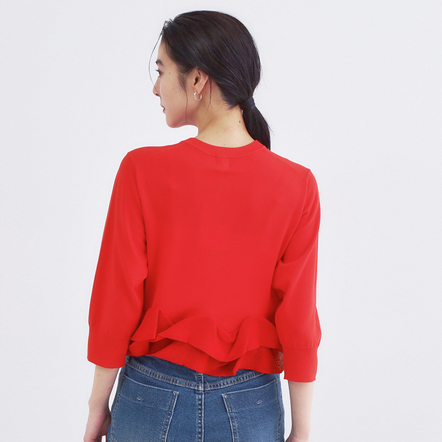 OPAQUE.CLIP「裾フリルヘンリーネックニット【洗濯機OK】」|ニット・セーター|