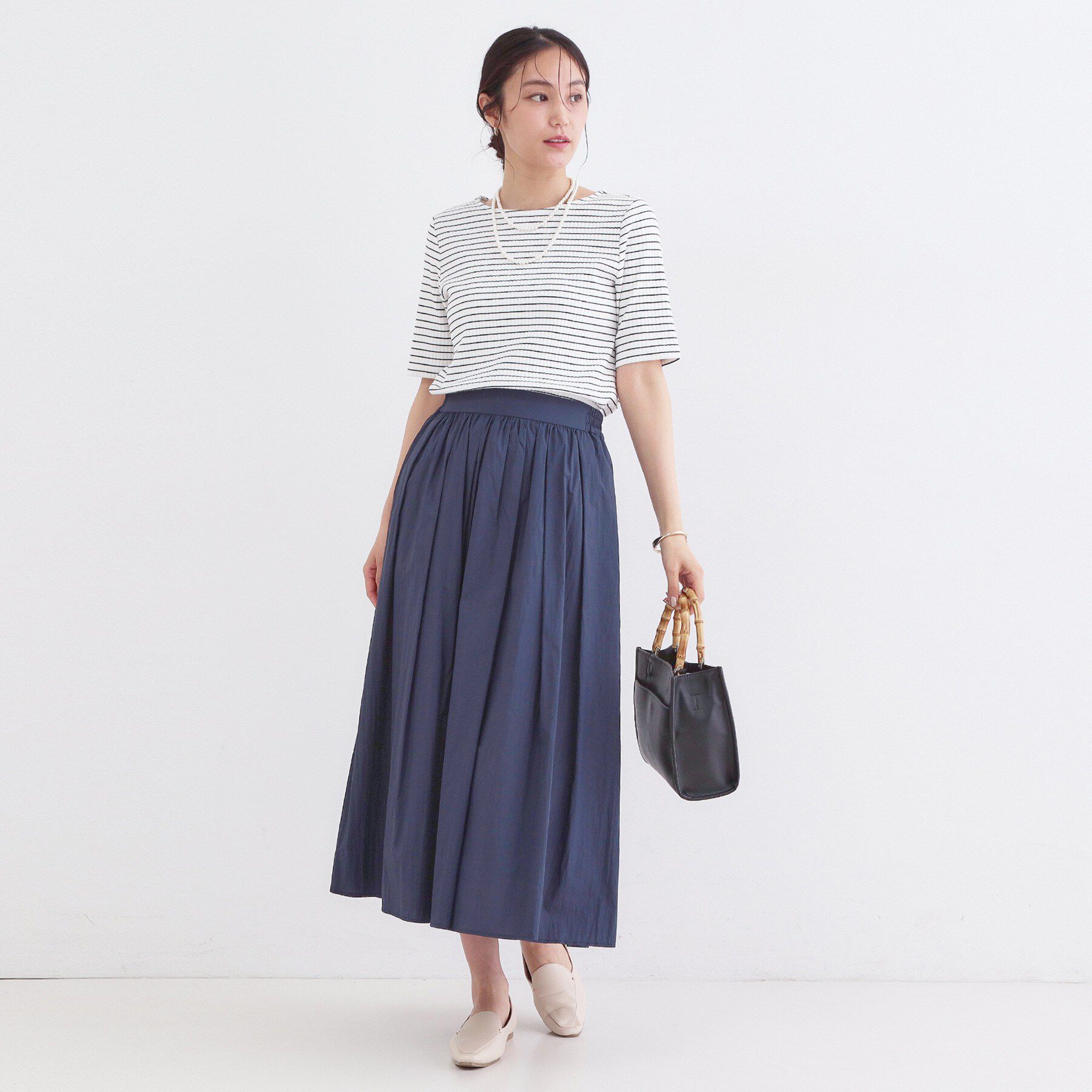 OPAQUE.CLIP「ベーシックリブボートネックカットソー【洗濯機OK】」|Tシャツ・カットソー|