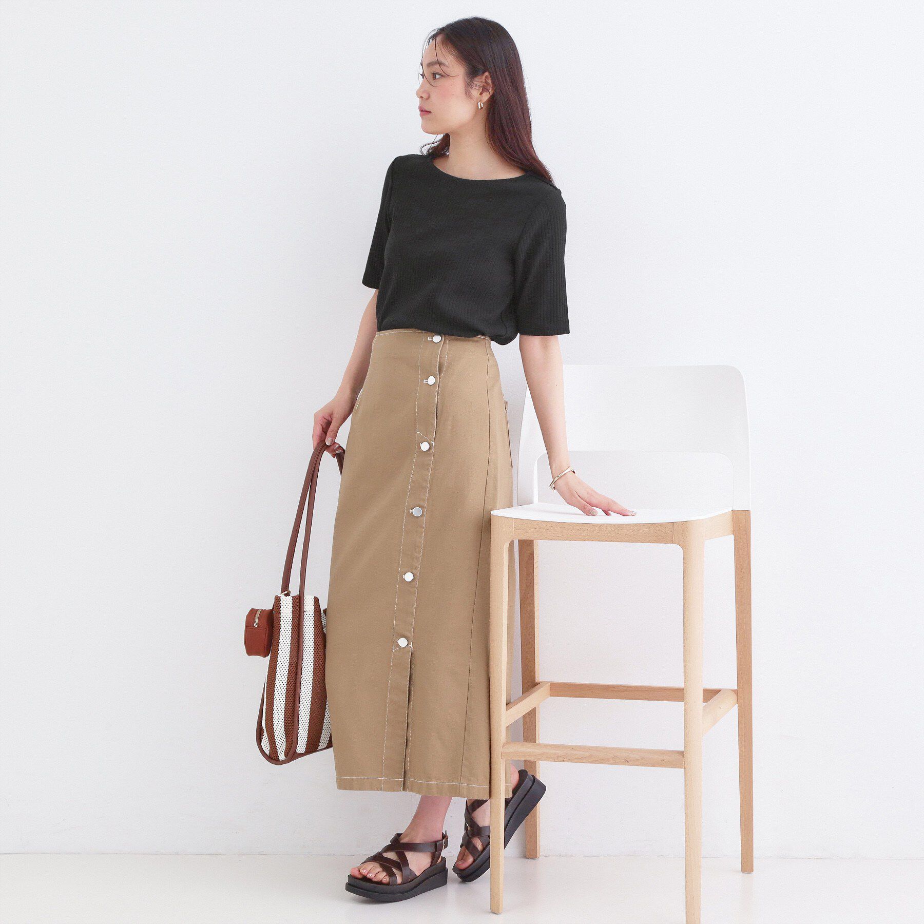 OPAQUE.CLIP「ベーシックリブボートネックカットソー【洗濯機OK】」|Tシャツ・カットソー|