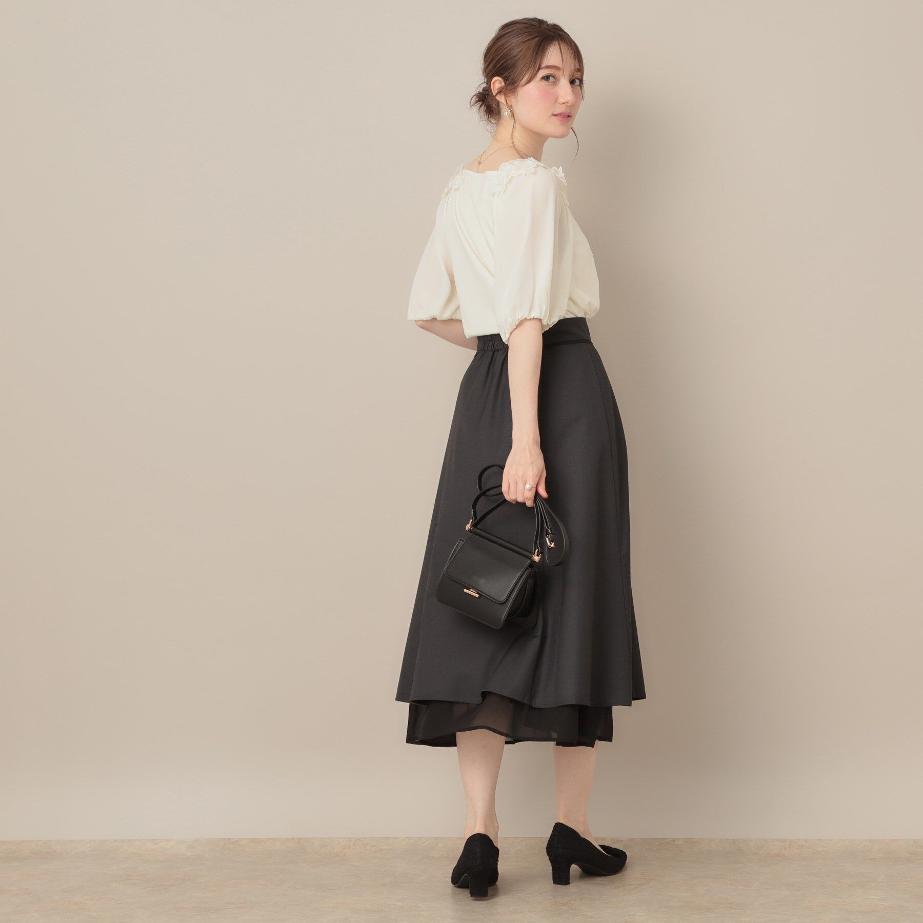 Couture broach「【マシンウォッシャブル・UVケア・接触冷感】ラグランレースドッキングカットソー」|Tシャツ・カットソー|