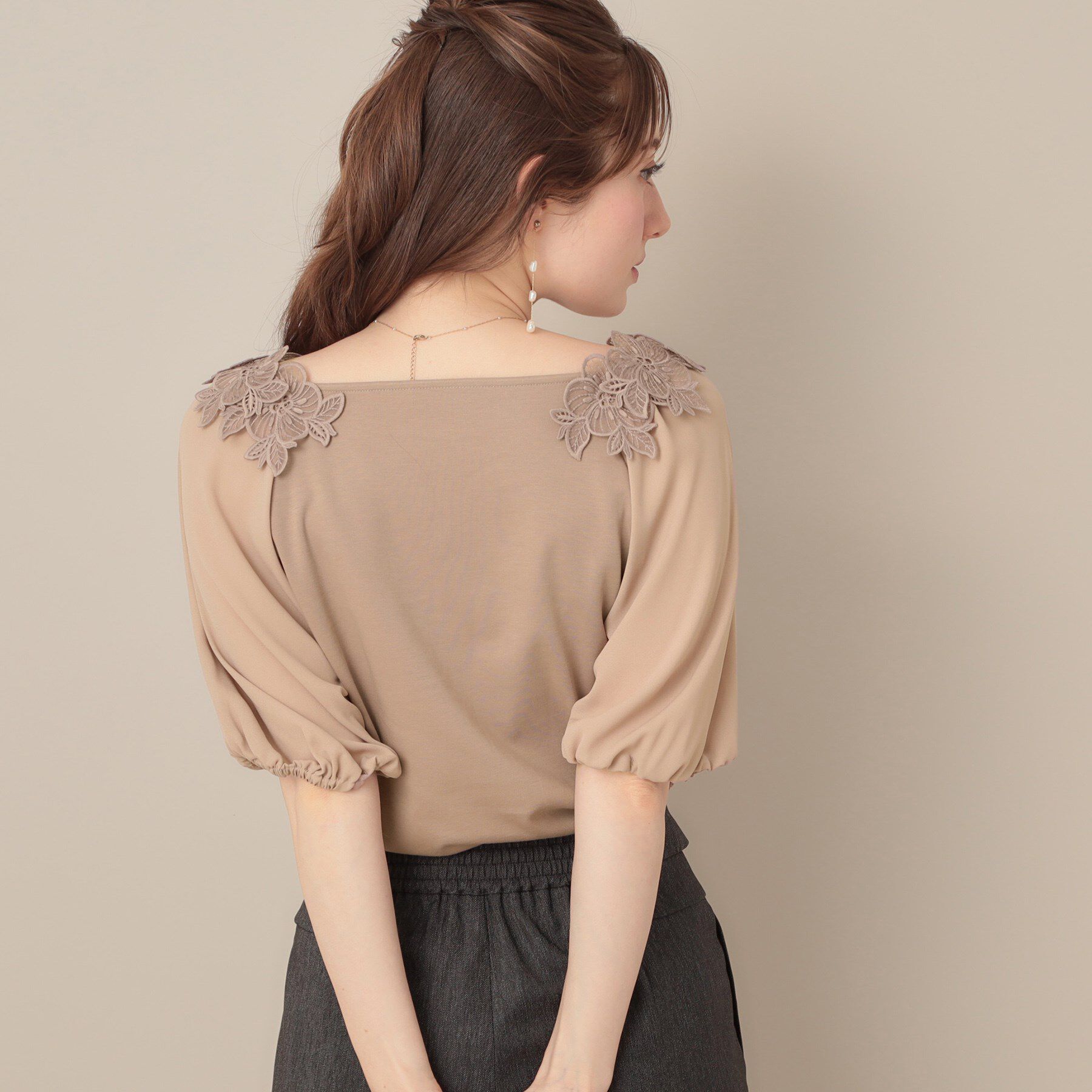 Couture broach「【マシンウォッシャブル・UVケア・接触冷感】ラグランレースドッキングカットソー」|Tシャツ・カットソー|