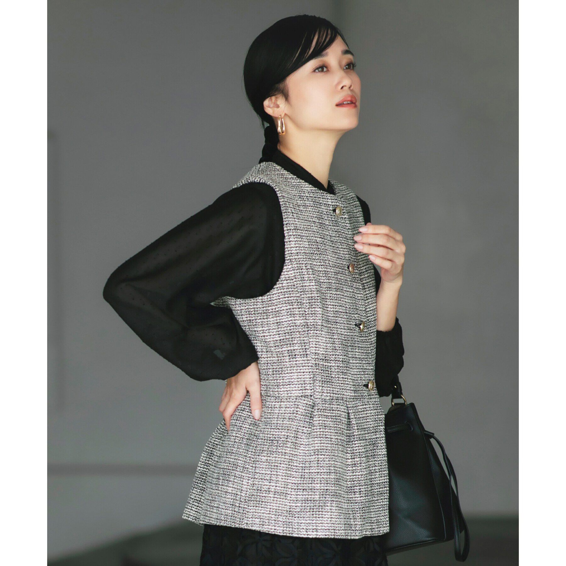 THE SHOP TK「【ONOFF活躍/セレモニー】ツイードペプラムジレ/洗える」|ベスト・ジレ|
