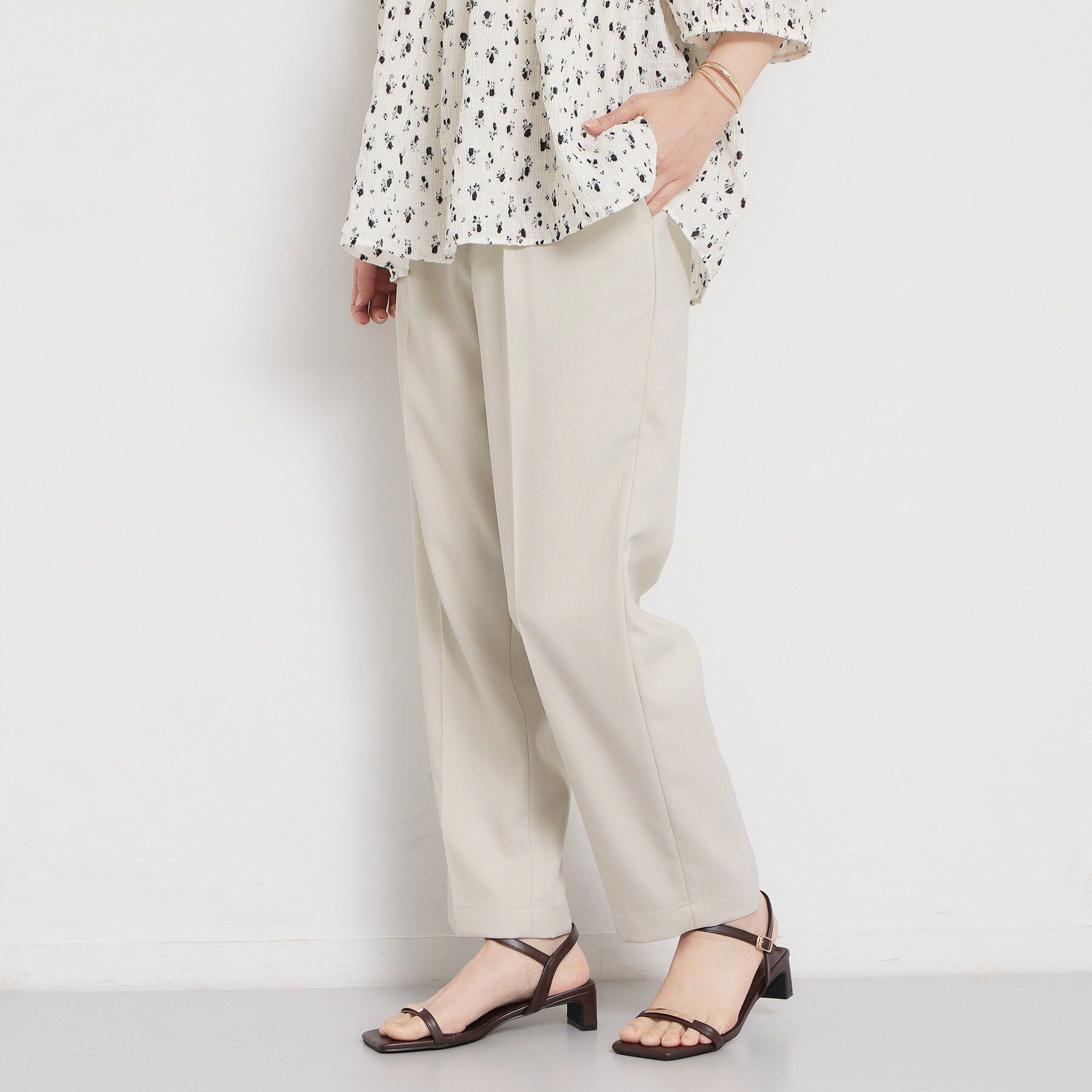 THE SHOP TK「【洗える】麻調テーパードパンツ」|その他|ライトベージュ(05