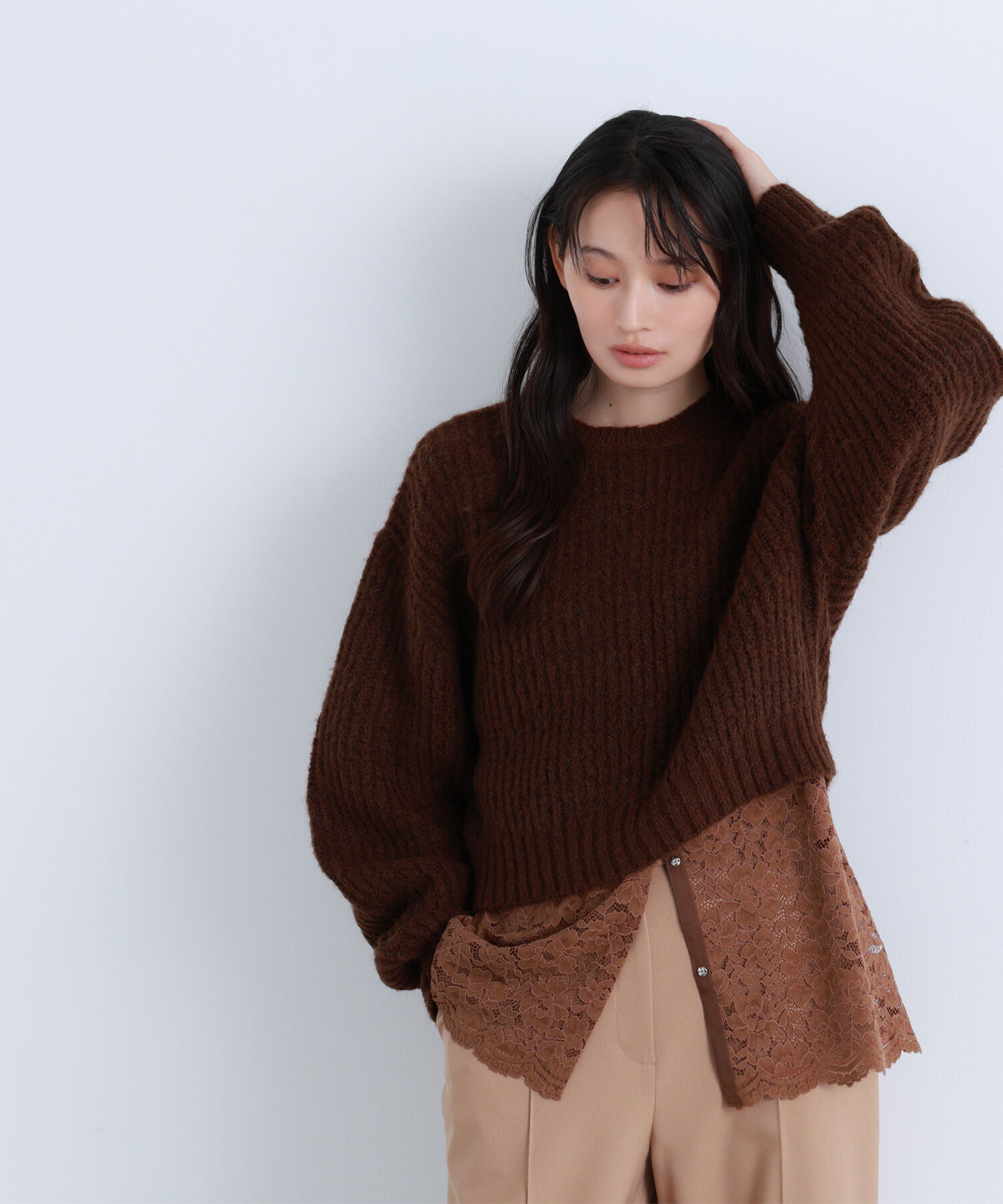  「クロップドアゼフォルムニット」|ニット・セーター|